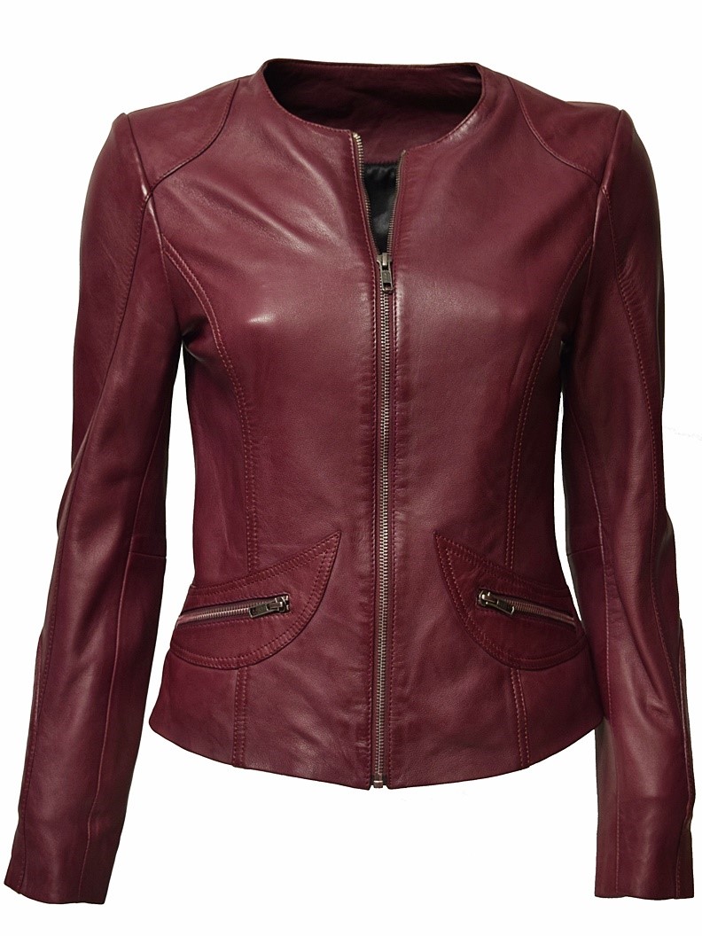 Damen Lederjacke "BEA" in washed Beere