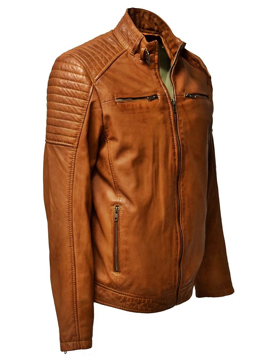 Herren Lederjacke Gunn in washed Cognac