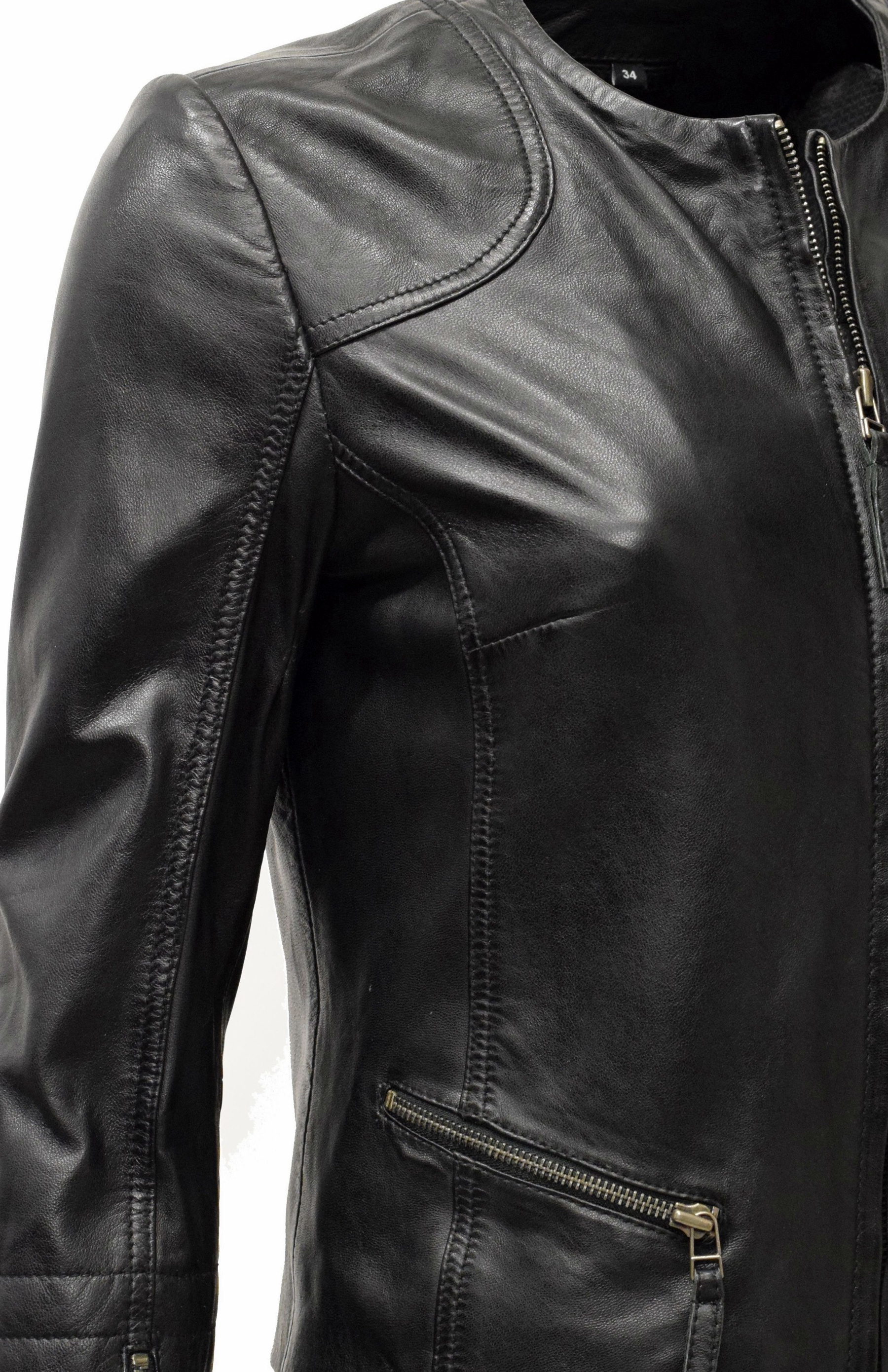 Damen Lederjacke "BINI" in washed Schwarz