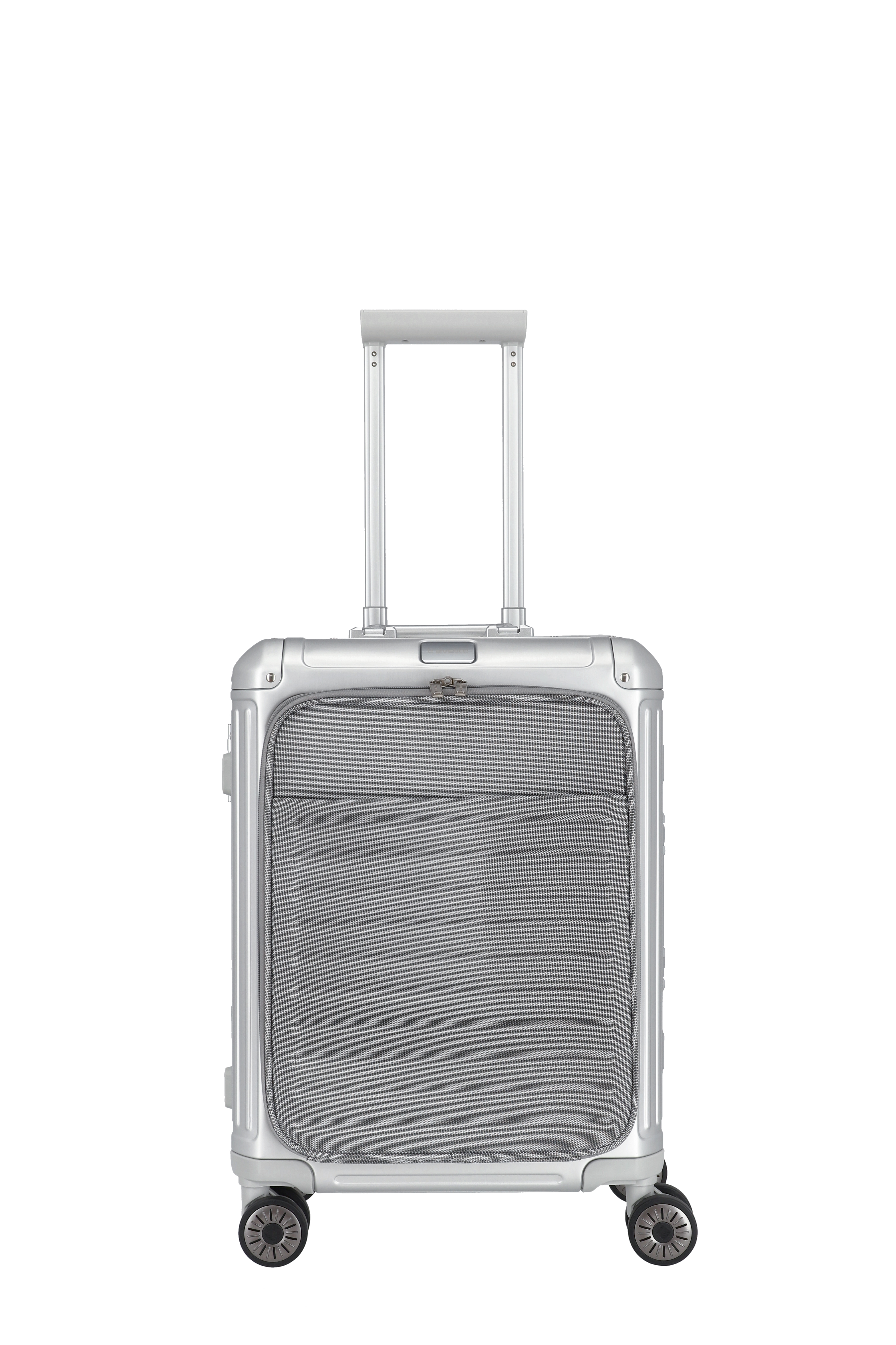 Travelite Aluminium Trolley Next mit Vortasche S 55 cm mit 4 Rollen Silber