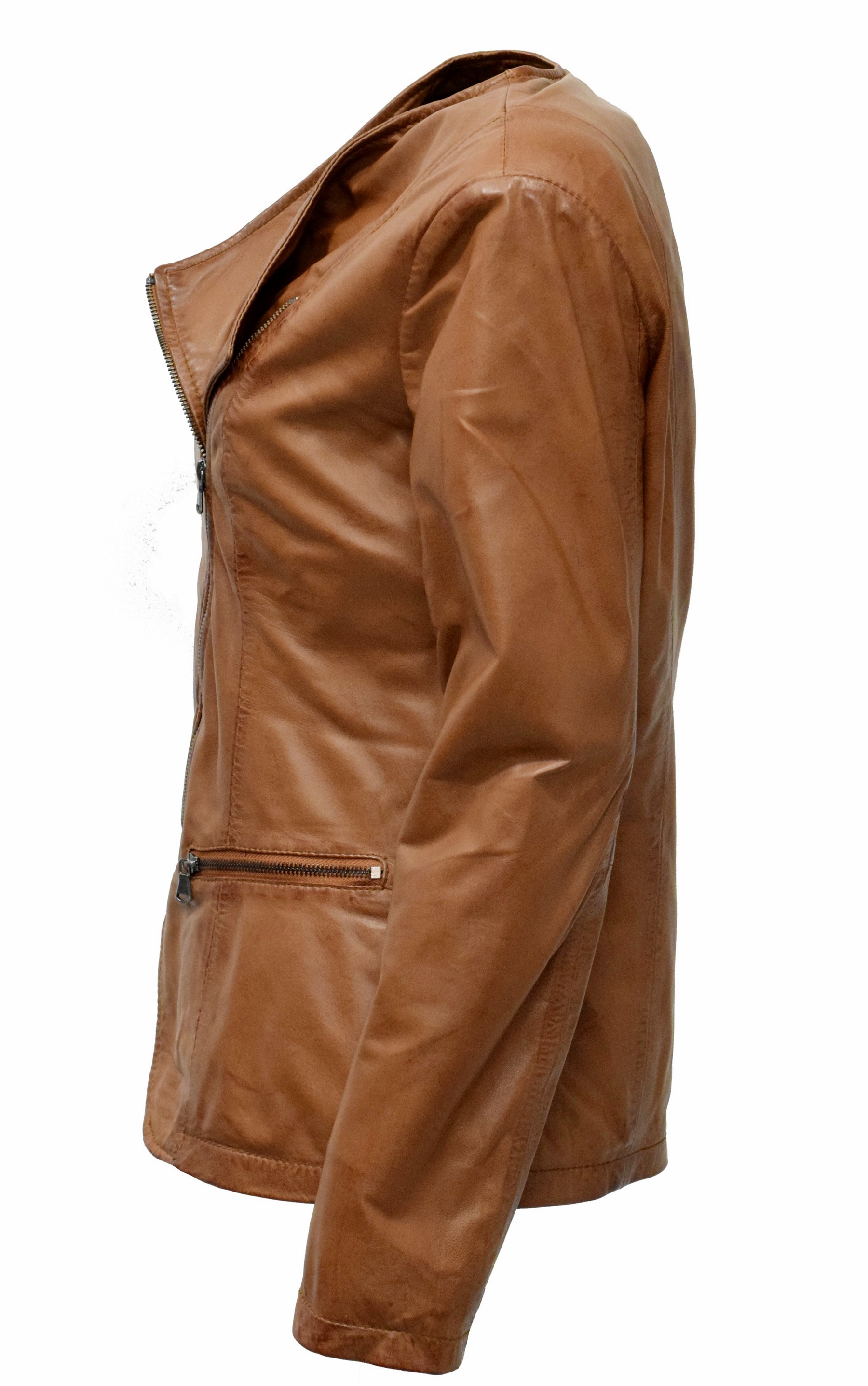 Damen Lederjacke Milla in washed Cognac