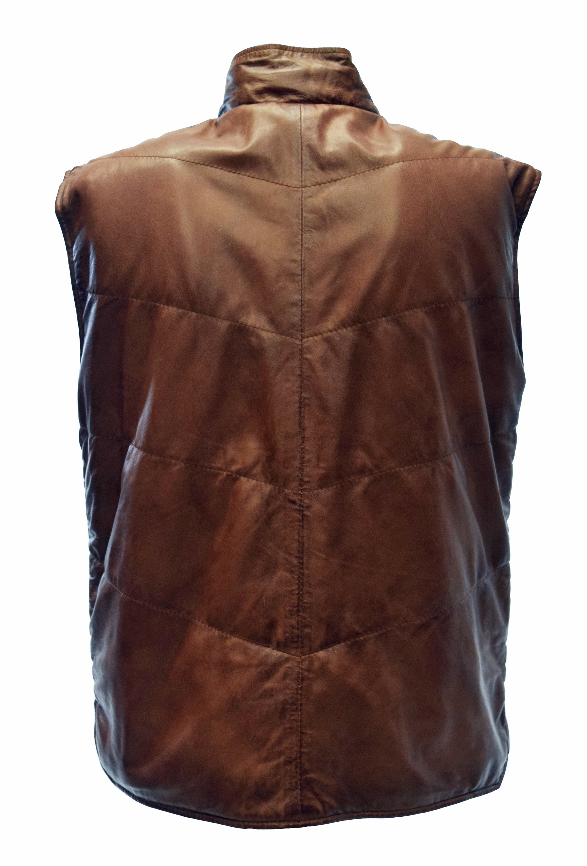 Herren Outdoor Stepp-Lederweste Piether in Cognac Braun