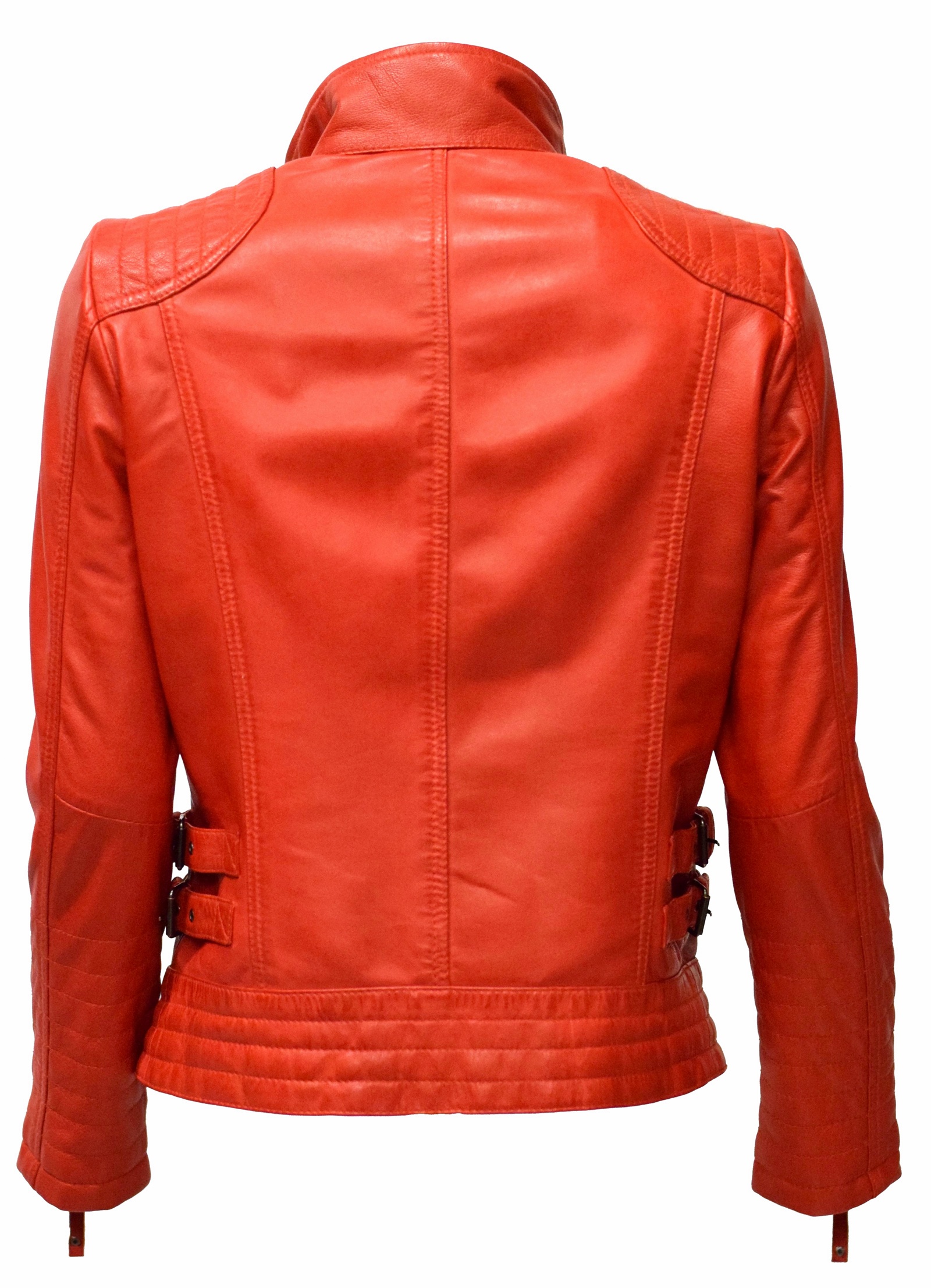 Damen Lederjacke Fily gesteppt washed Rot