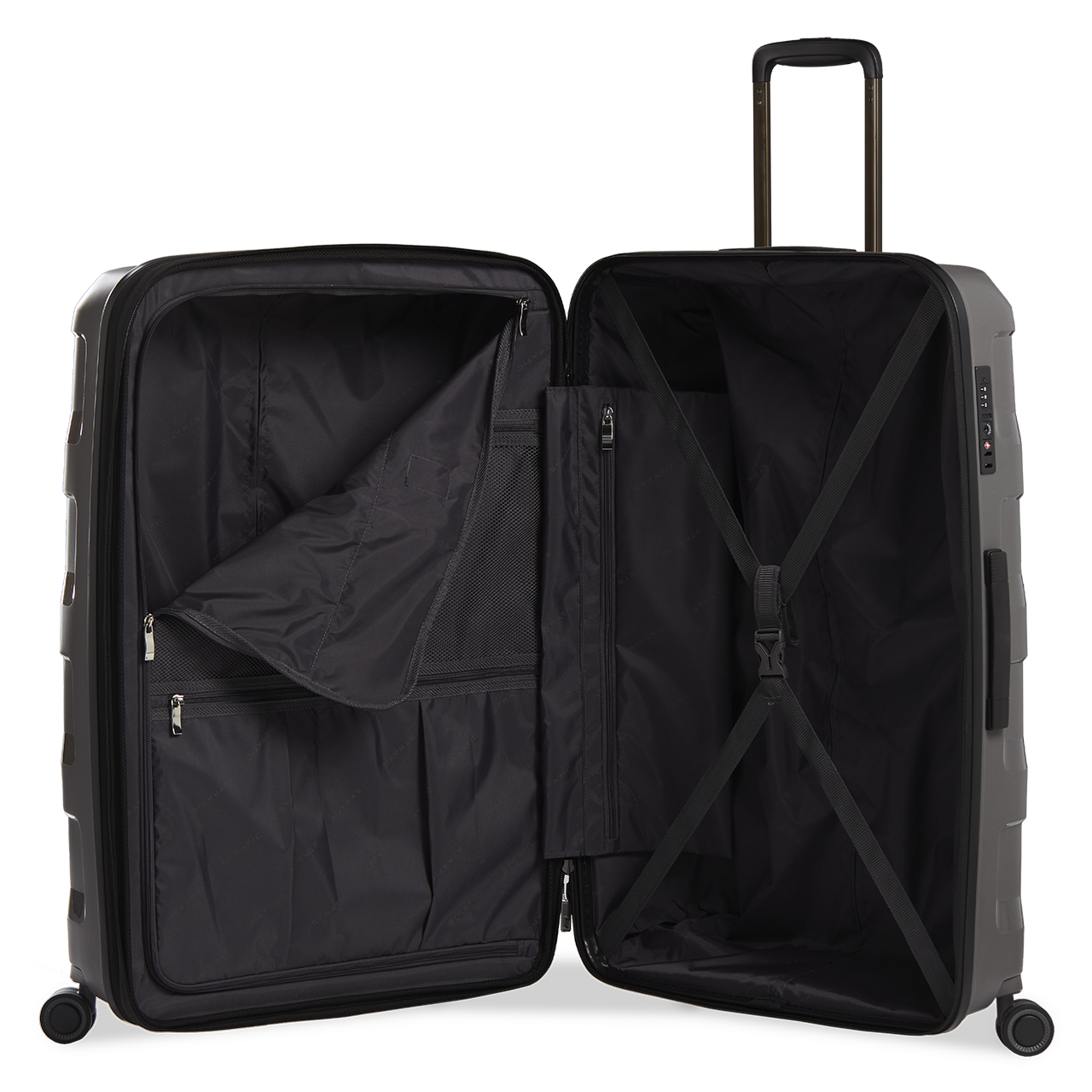Stratic Straw Plus Trolley L 76 cm mit 4 Rollen aus Bio Kunststoff Dark Grey