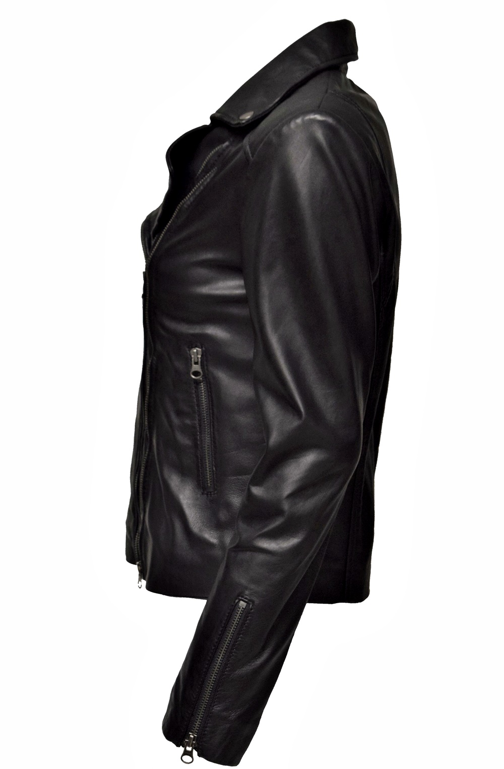 Damen Lederjacke Bebie in washed Schwarz