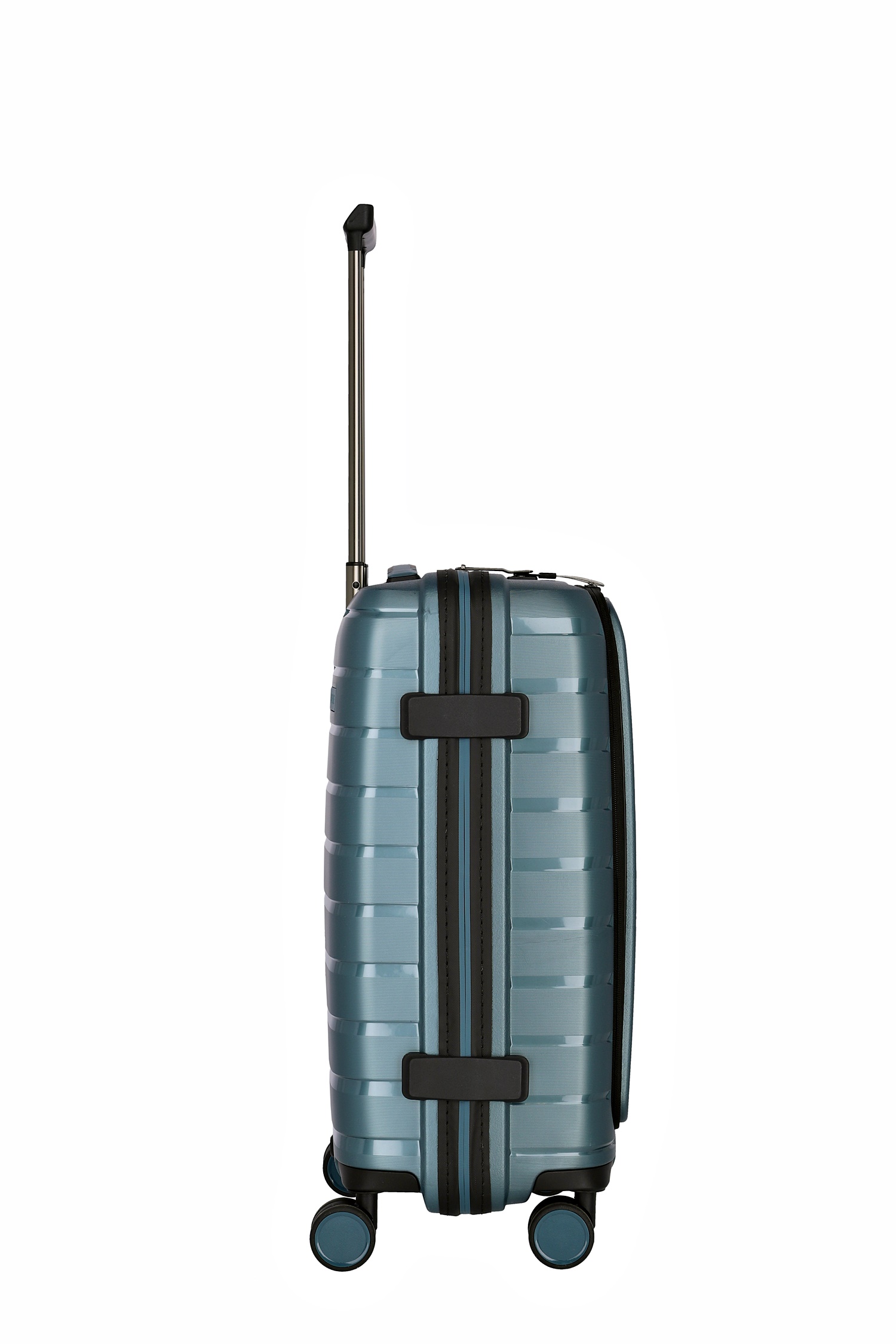 Travelite Koffer Air Base Vortasche 4 Rollen Trolley 55 cm S+ Eisblau