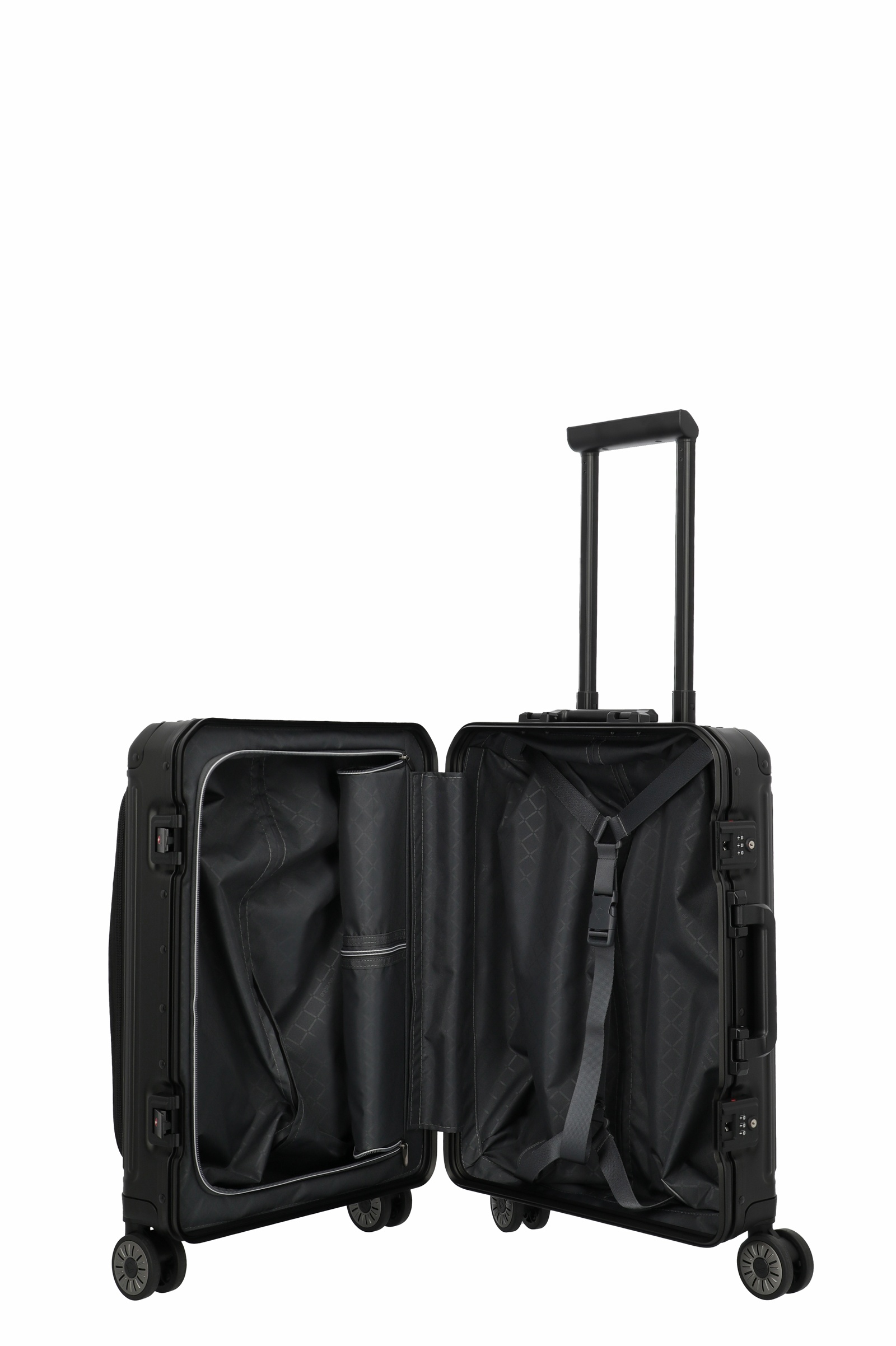 Travelite Aluminium Trolley Next 2.0 Vortasche S 55 cm mit 4 Rollen Schwarz