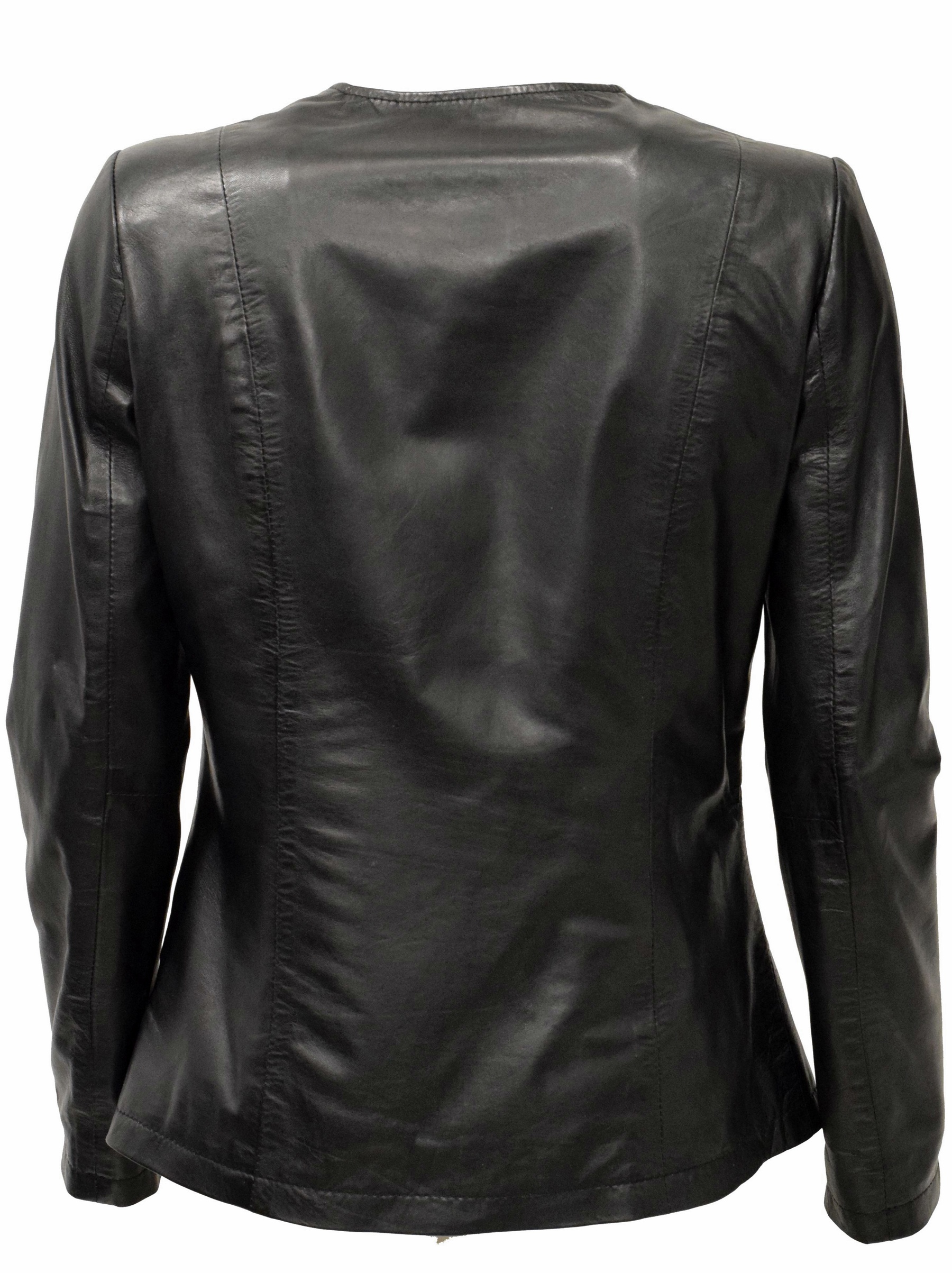 Damen Lederjacke Milla in washed Schwarz 