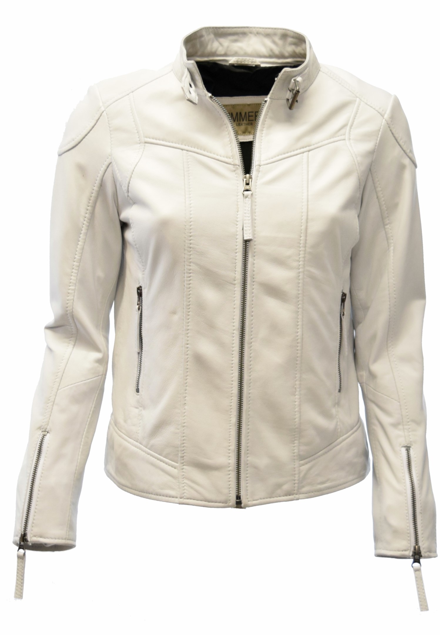 Damen Lederjacke Mira washed Weiss