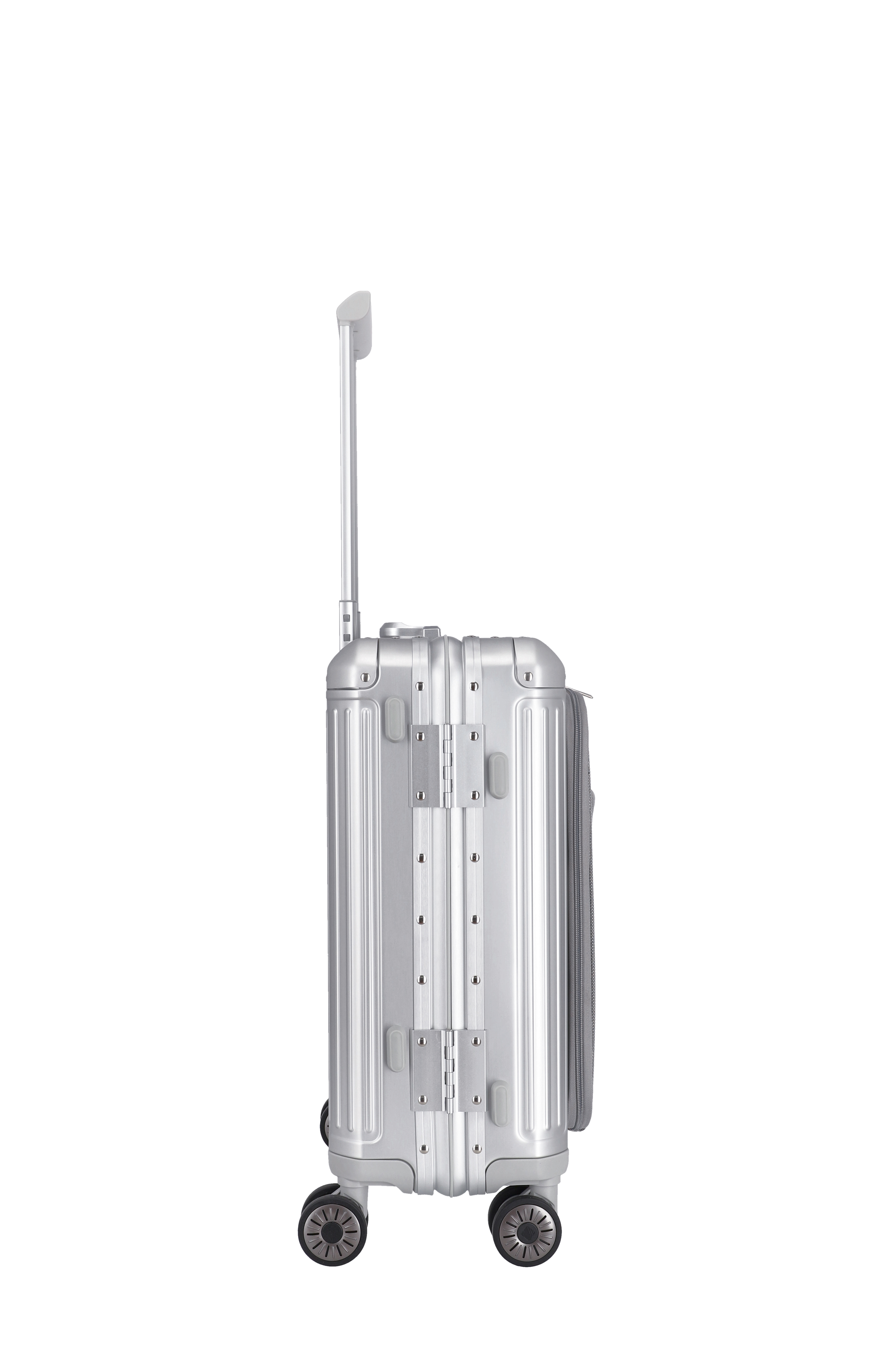 Travelite Aluminium Trolley Next mit Vortasche S 55 cm mit 4 Rollen Silber