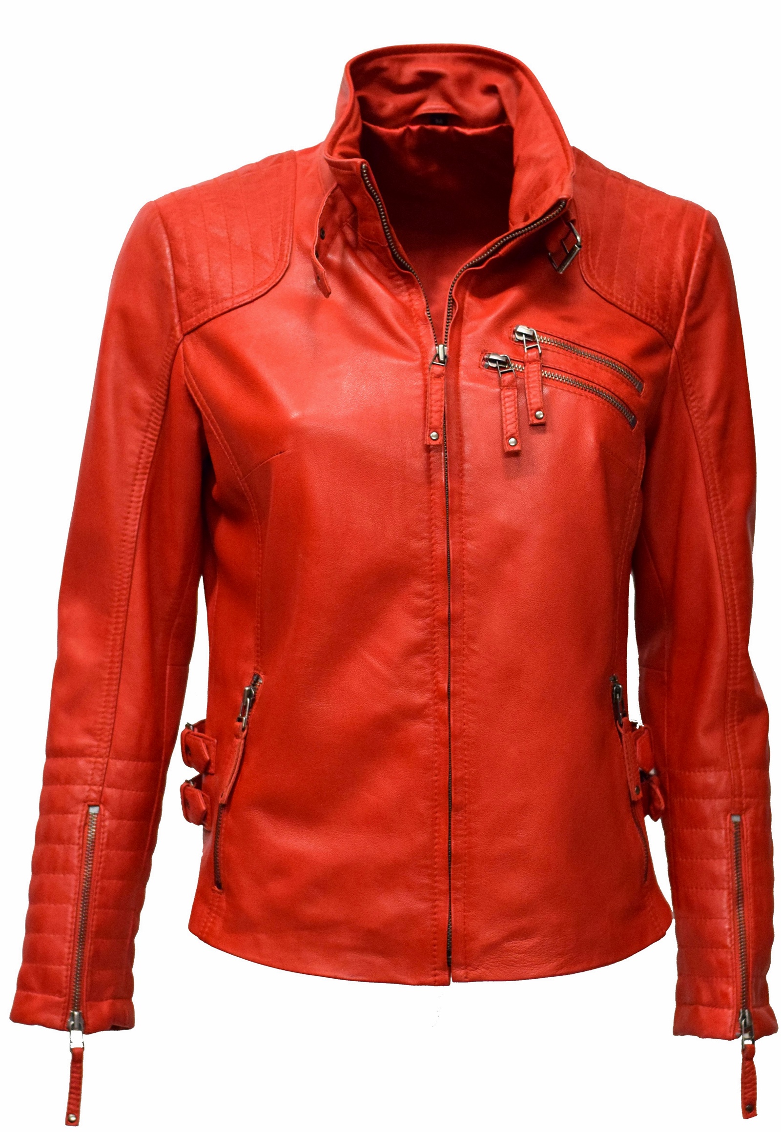 Damen Lederjacke "Amy" gesteppt washed Rot