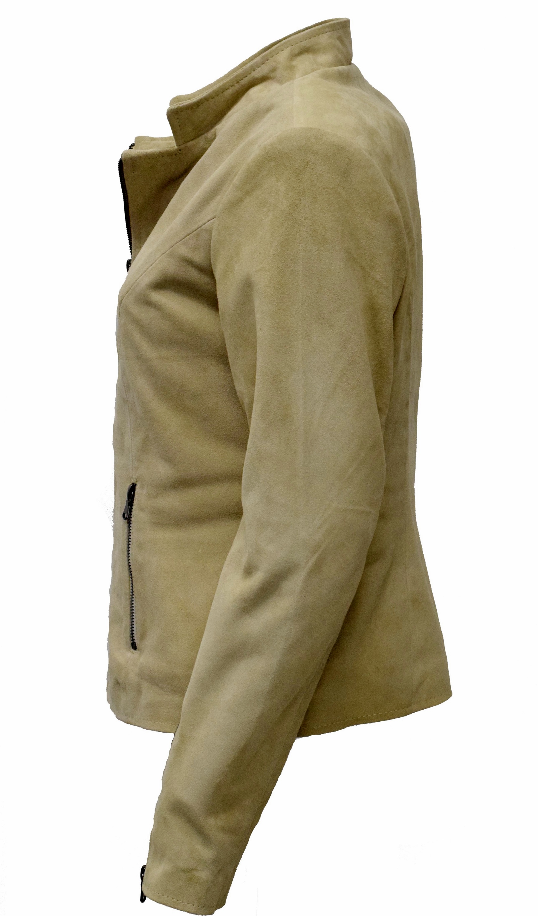 Damen Lederjacke Debby in Ziegenvelour Cremebeige