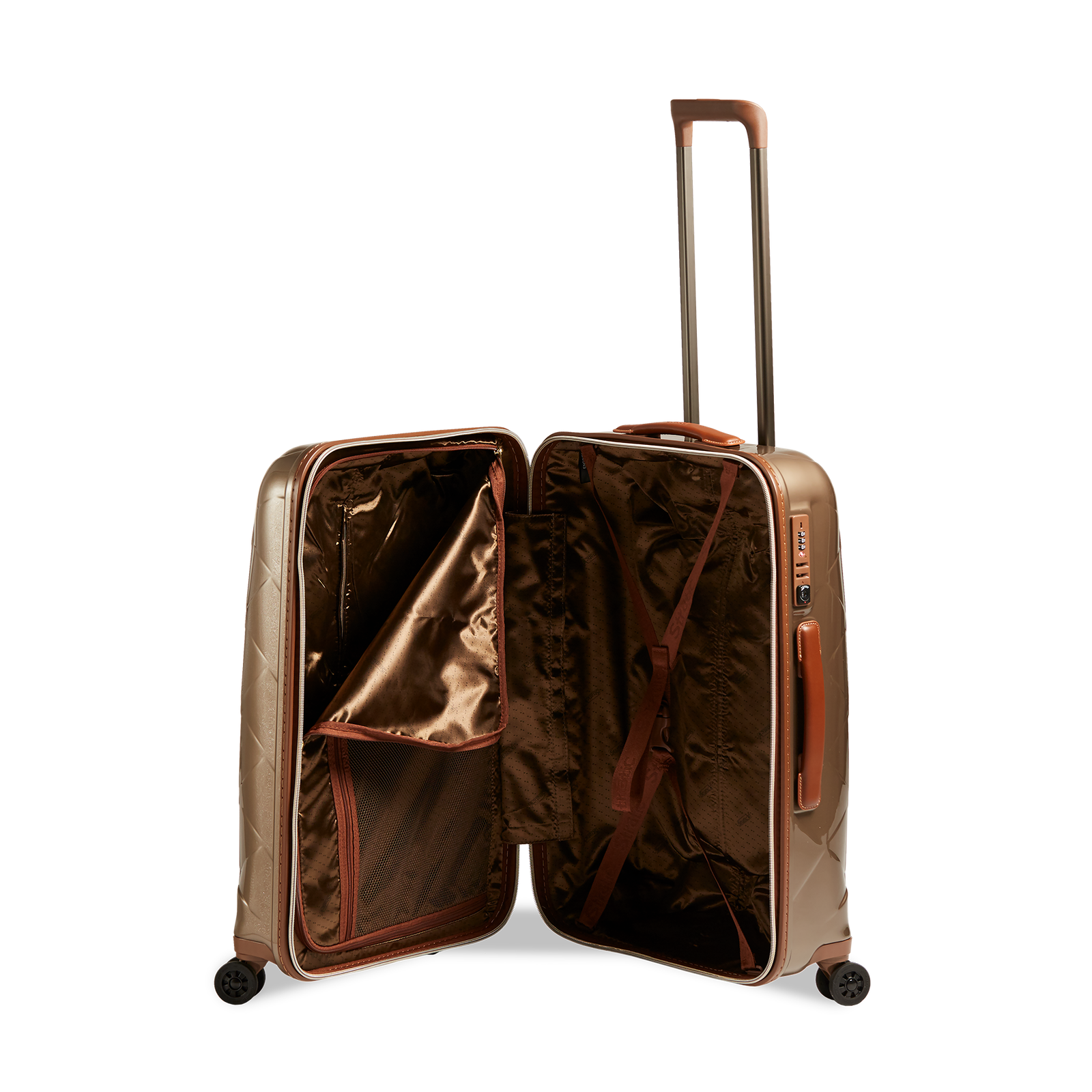 Stratic Koffer Leather and More M 66 cm 4 Rollen Champagner
