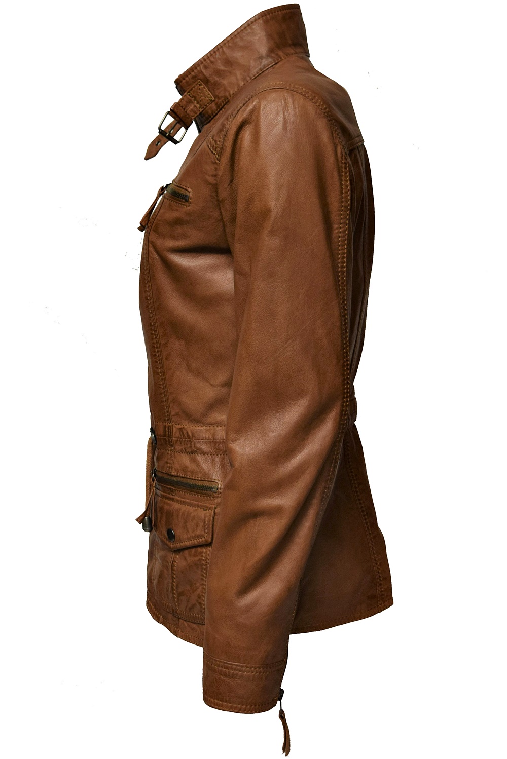 Damen Lederjacke Lana in Dunkelcognac