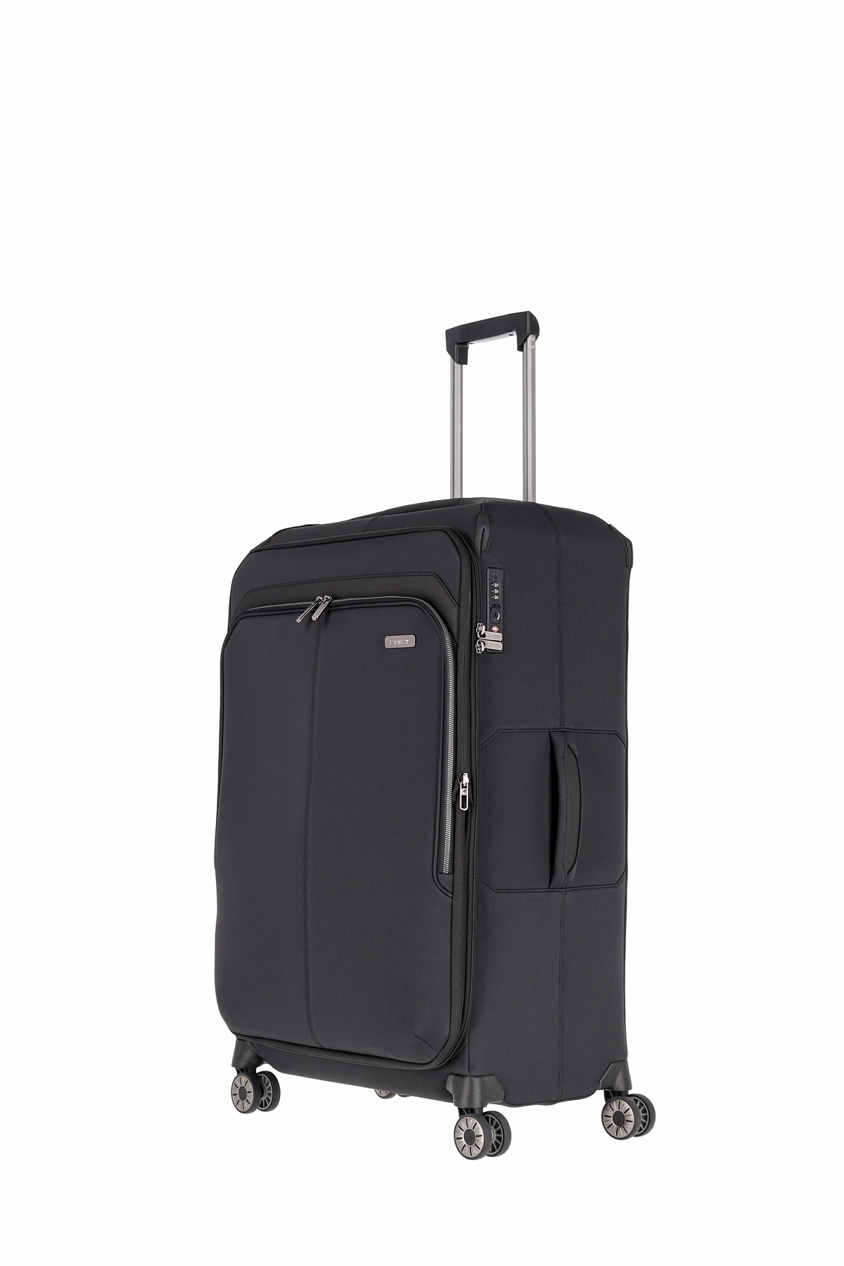 Travelite Priima Trolley Gr. L 79 cm mit 4 Rollen aus Nylon + recyceltem Polyester Schwarz