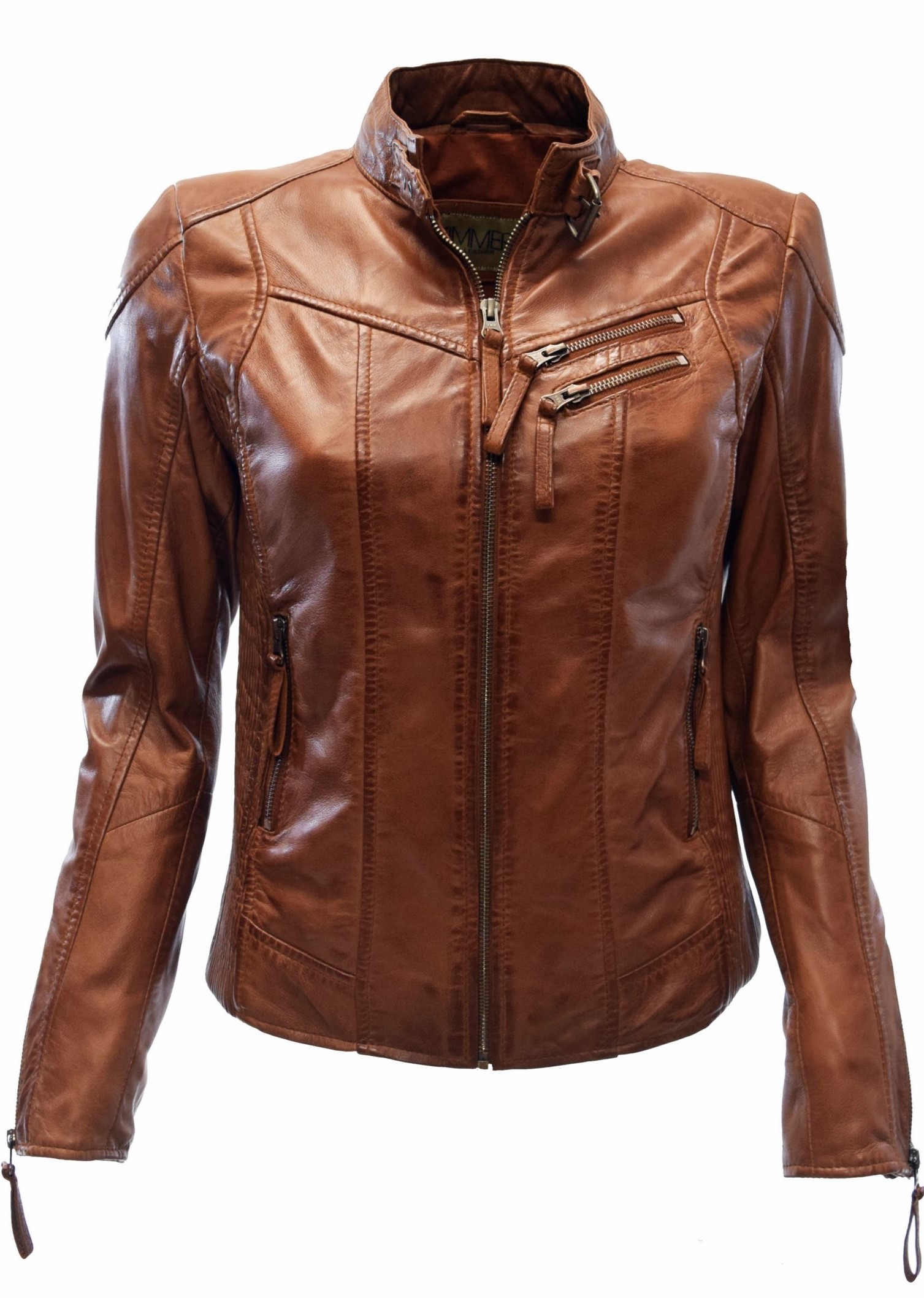 Damen Lederjacke Lena in Cognac Braun