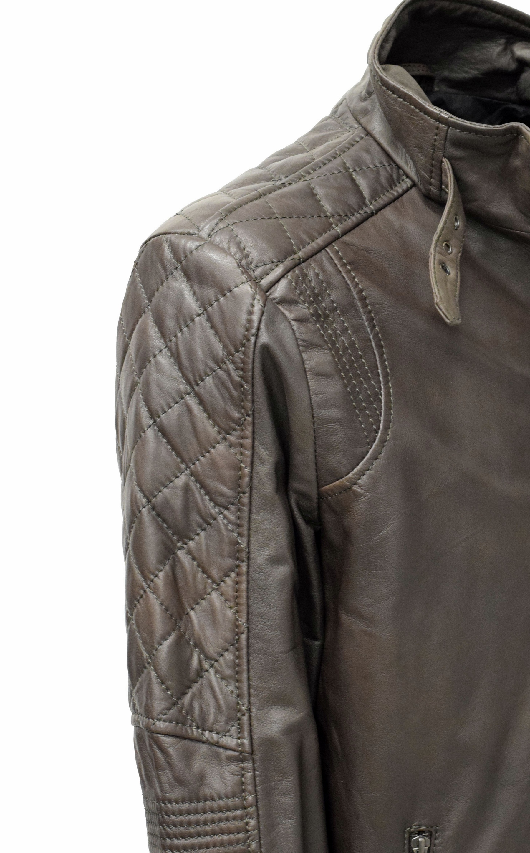 Herren Lederjacke Gilbert gesteppt in washed Mocca
