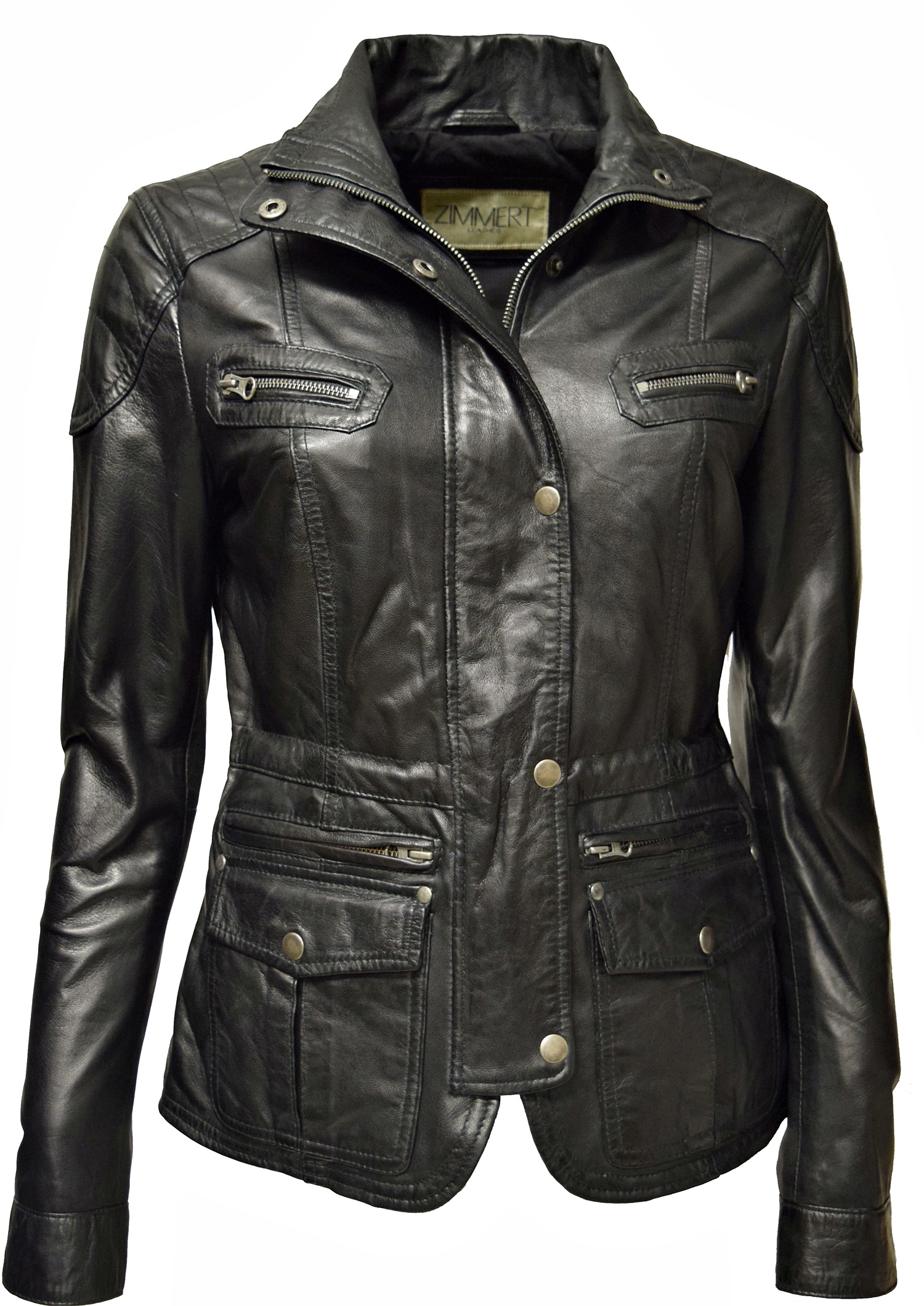 Damen Lederjacke Lilli in washed Schwarz