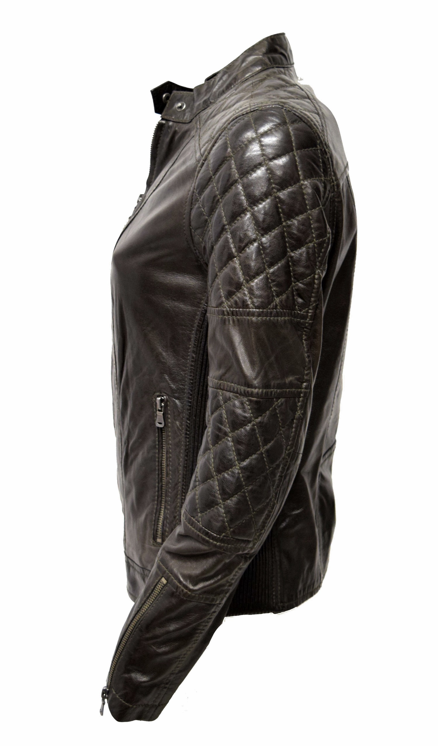 Damen Lederjacke Dreamy gesteppt in washed Mocca