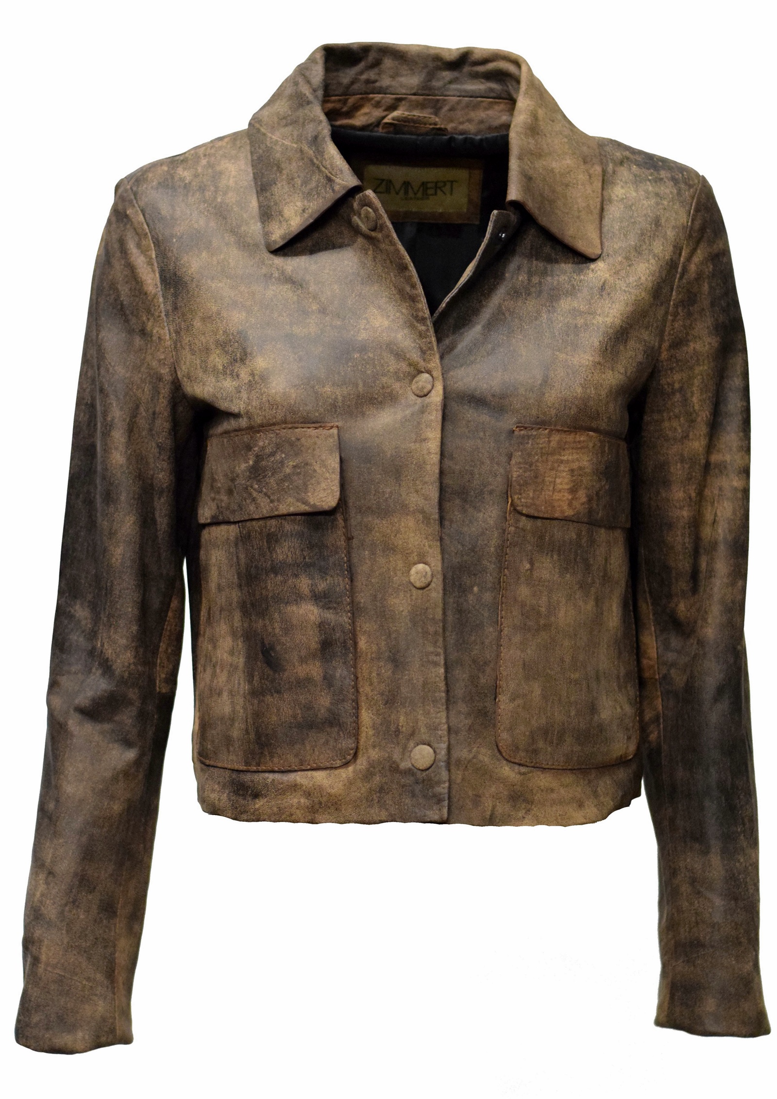 Damen Lederhemd Jella in Vintage Braun