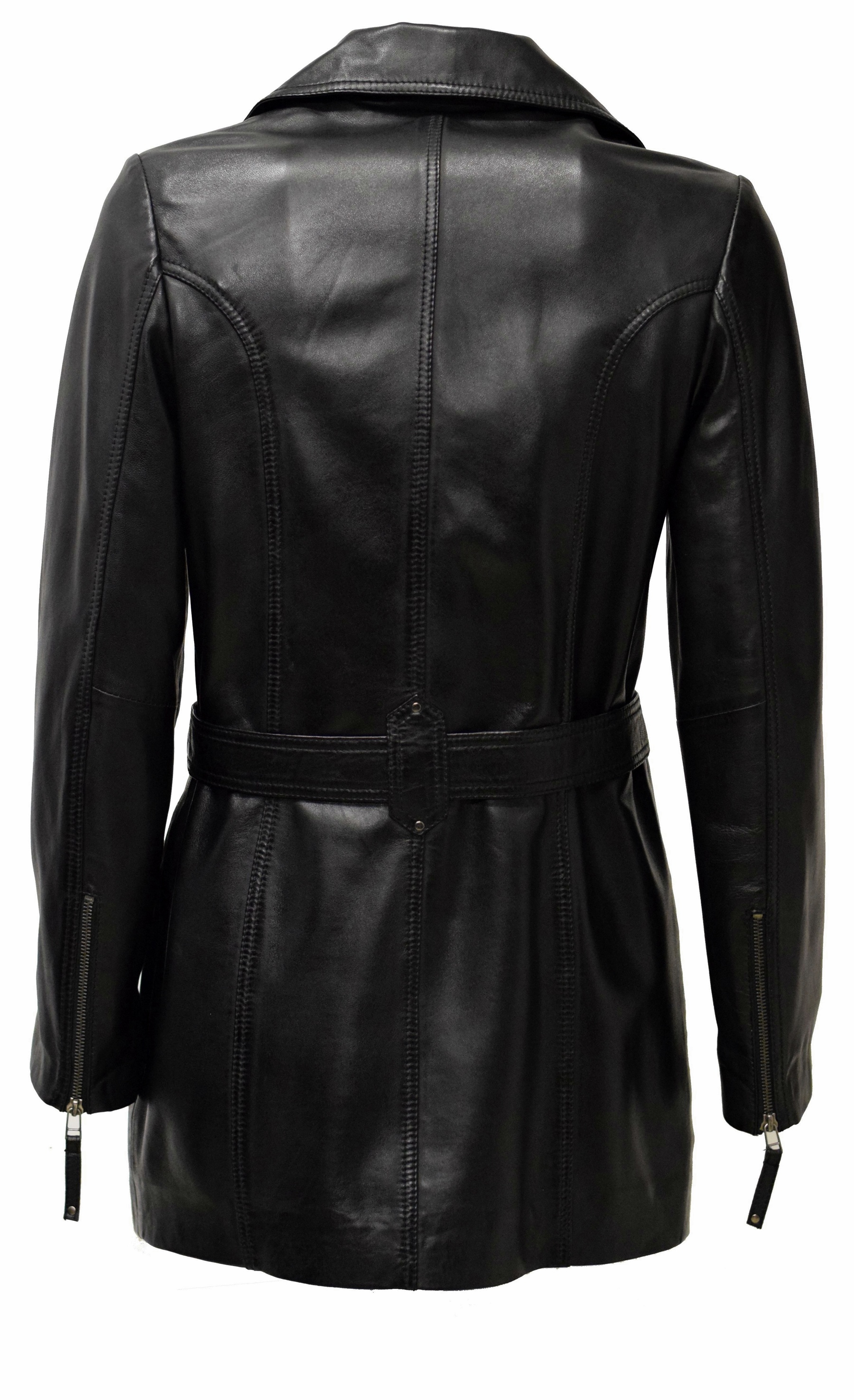 Damen Ledermantel Kaja in washed Schwarz