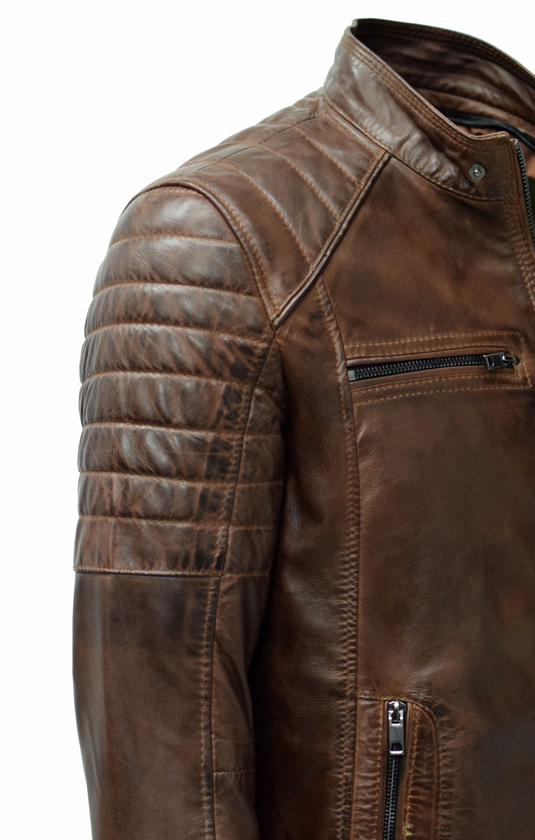 Herren Lederjacke Franky in washed Kastanienbraun