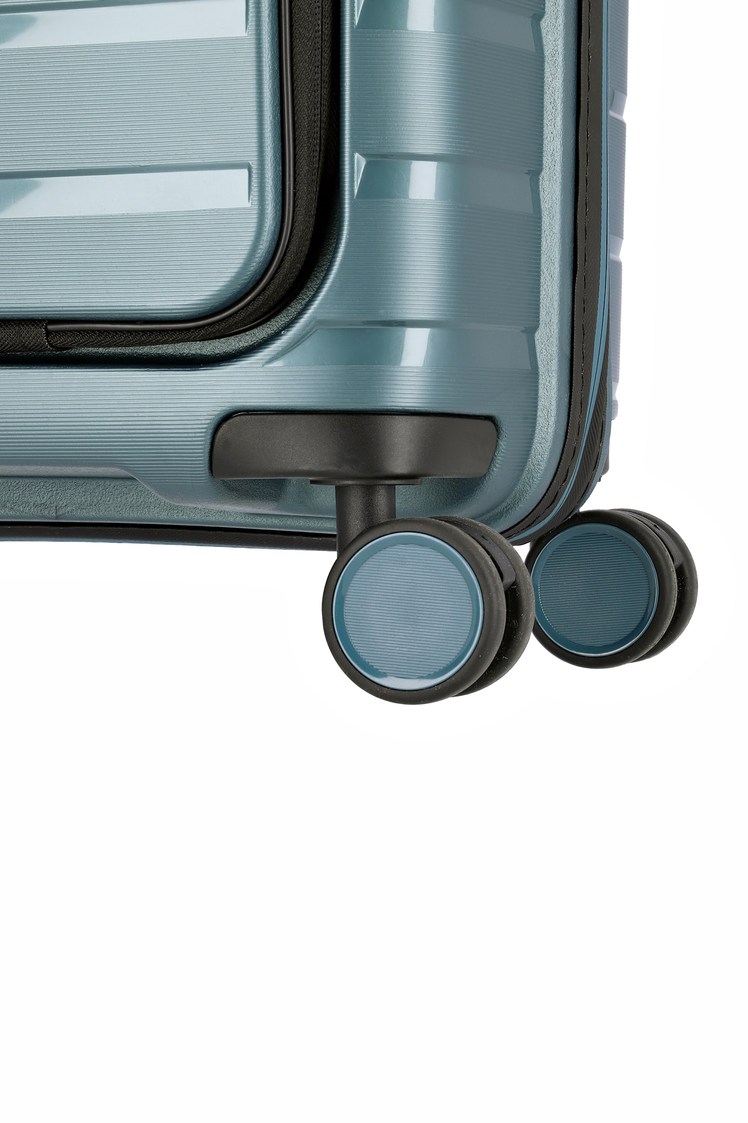 Travelite Koffer Air Base Vortasche 4 Rollen Trolley 55 cm S+ Eisblau