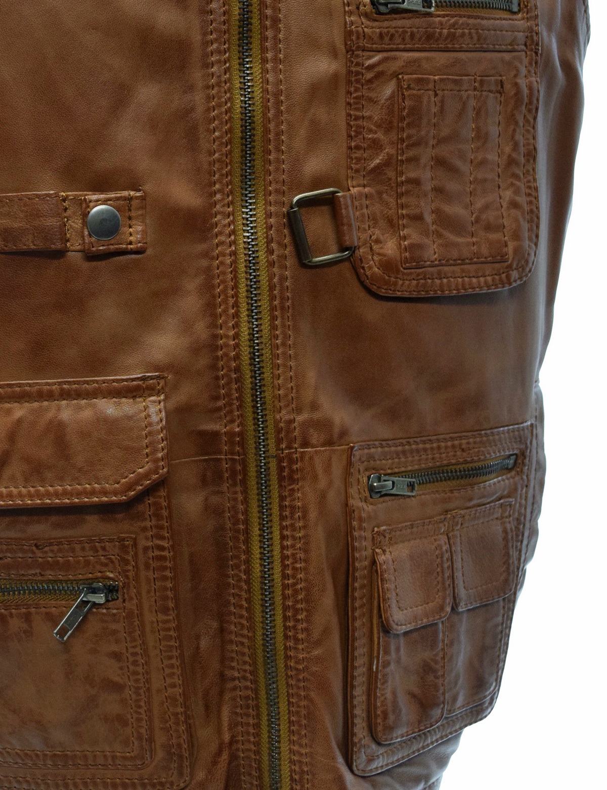 Herren Outdoor Lederweste Julius in Cognac