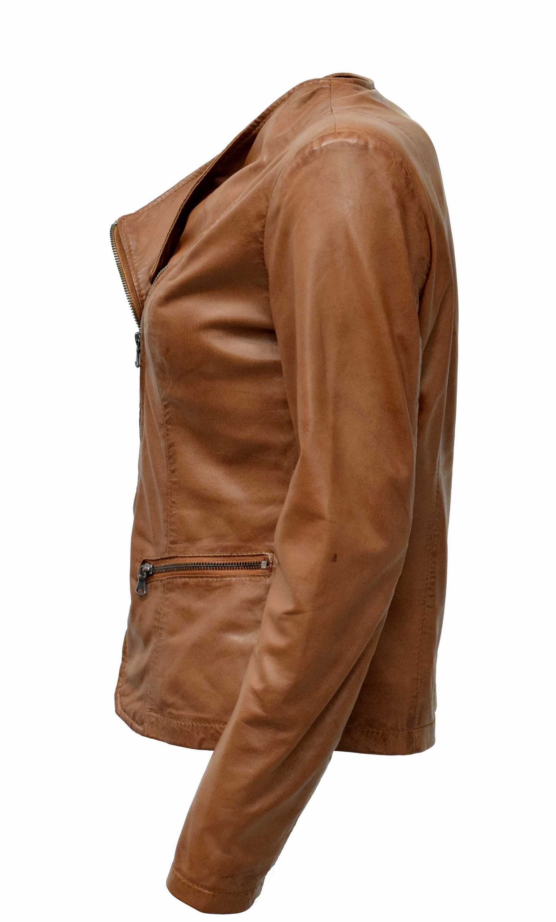 Damen Lederjacke Minni in washed Cognac