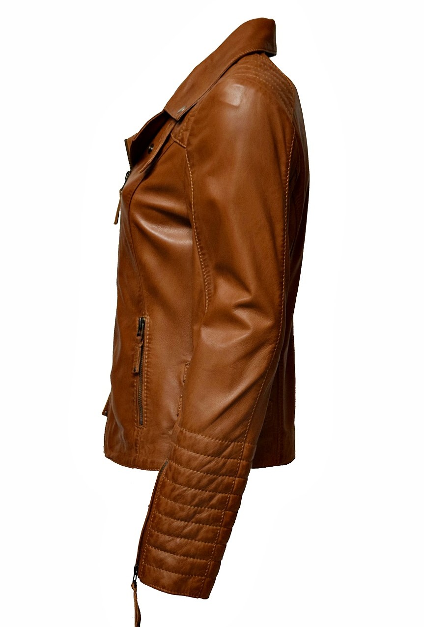 Damen Lederjacke Liszy in washed Dunkelcognac