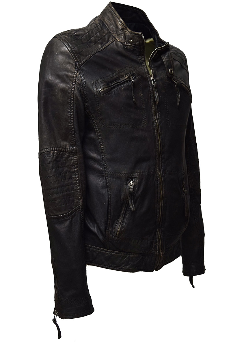 Punchball Herren Lederjacke Rod in washed Charcoal