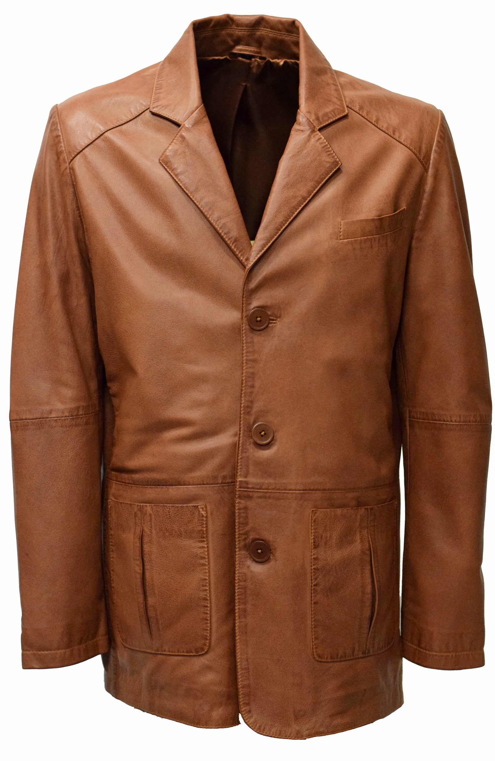 Herren Ledersakko Bruno in washed Cognac