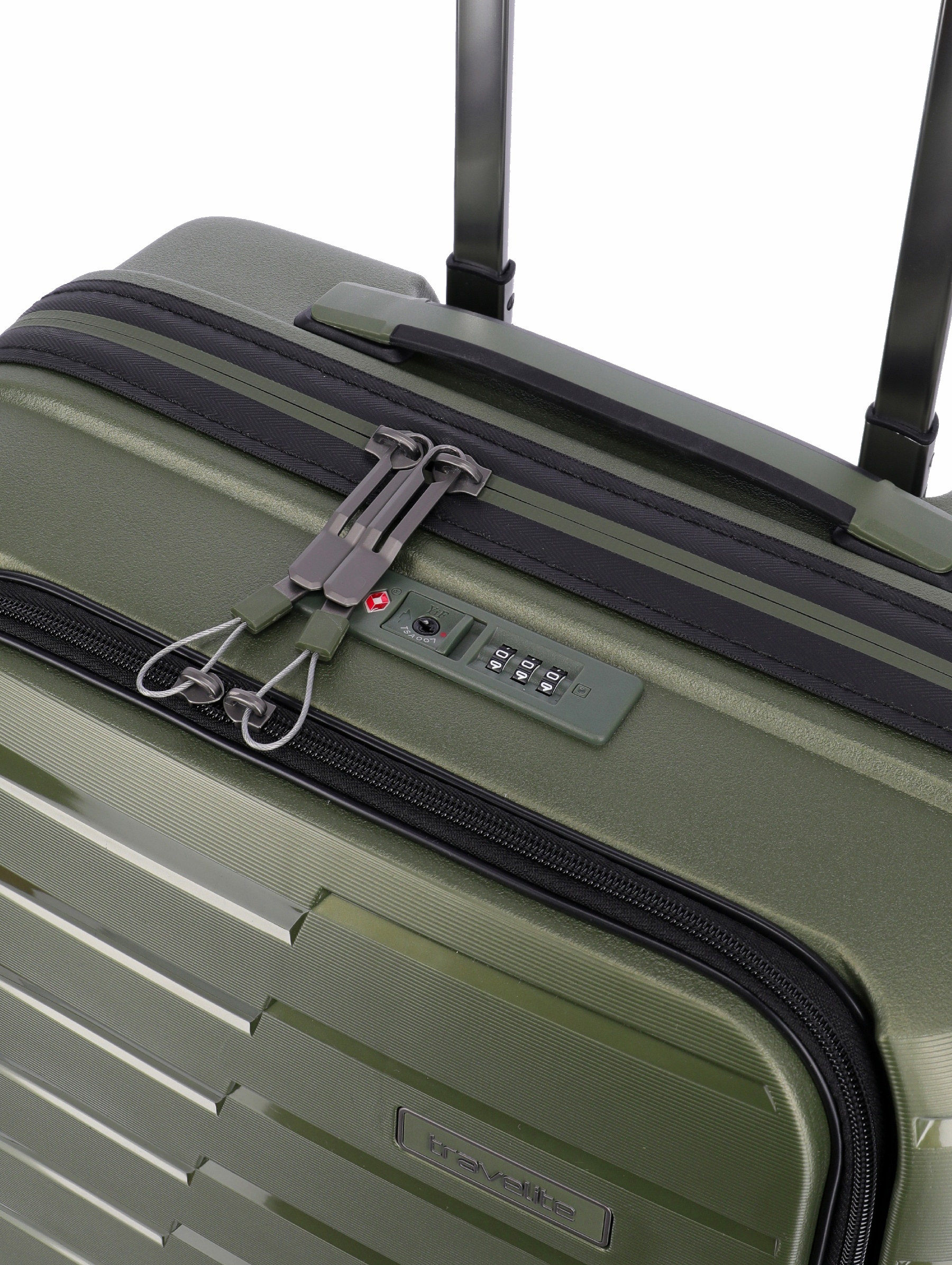Travelite Koffer Air Base Vortasche 4 Rollen Trolley 55 cm S+ Olive