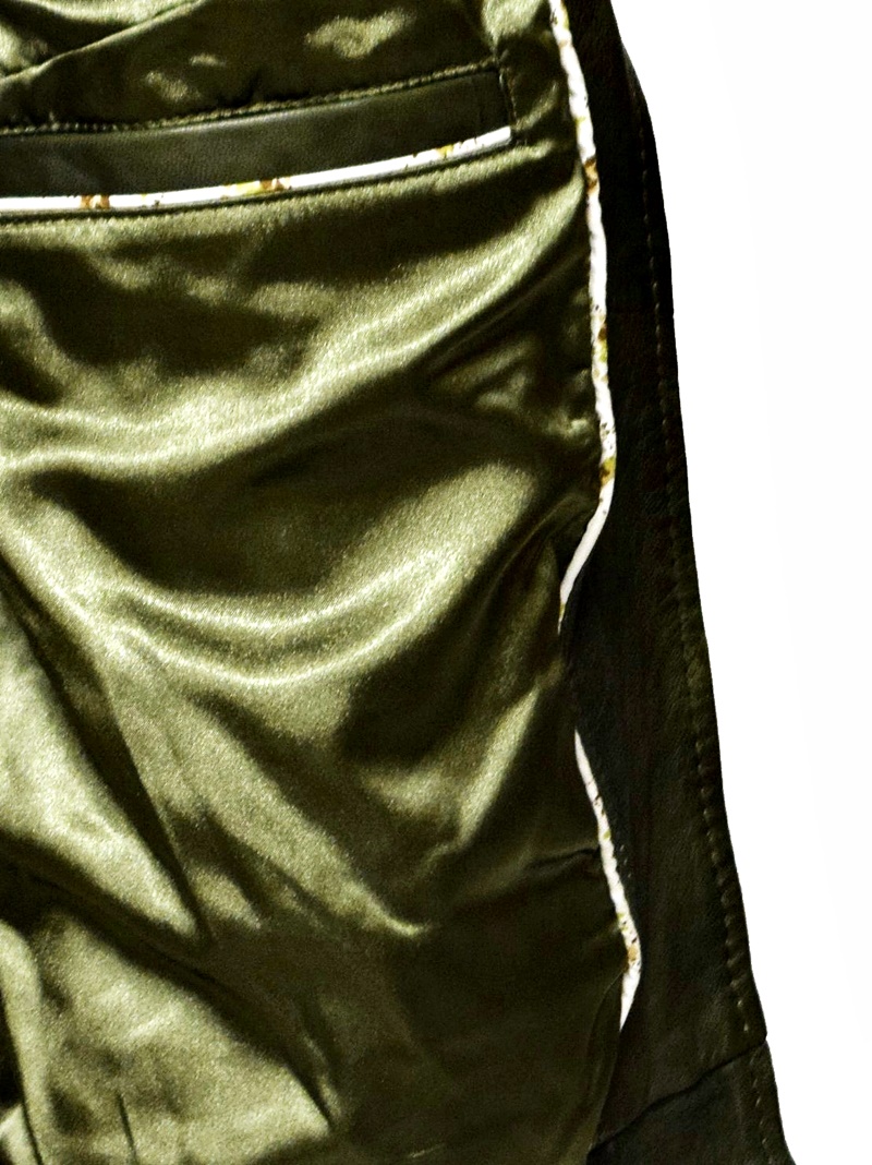 Damen Biker Lederjacke Amalia in Khaki Grün
