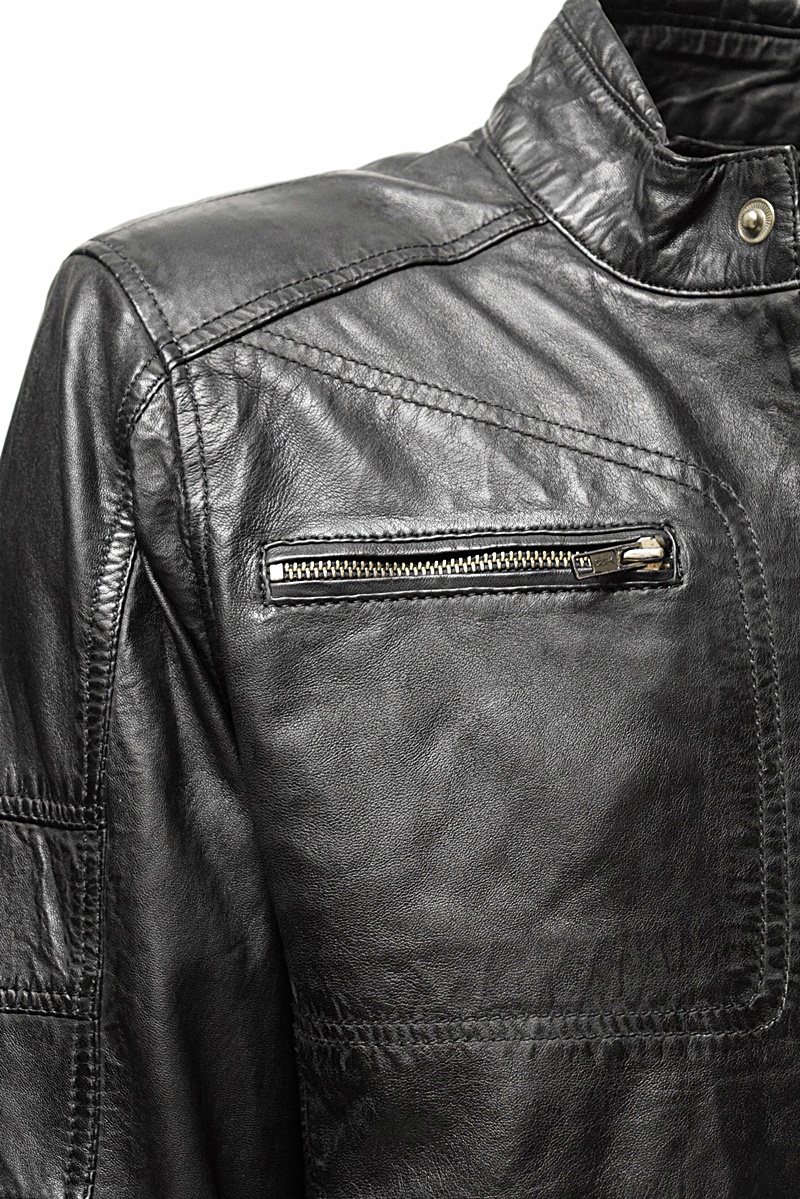Zimmert Herren Lederjacke "LENNY" gesteppt in washed Schwarz