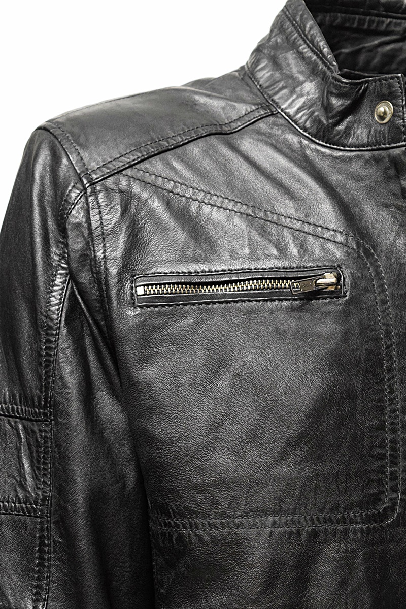 Zimmert Herren Lederjacke "LENNY" gesteppt in washed Schwarz