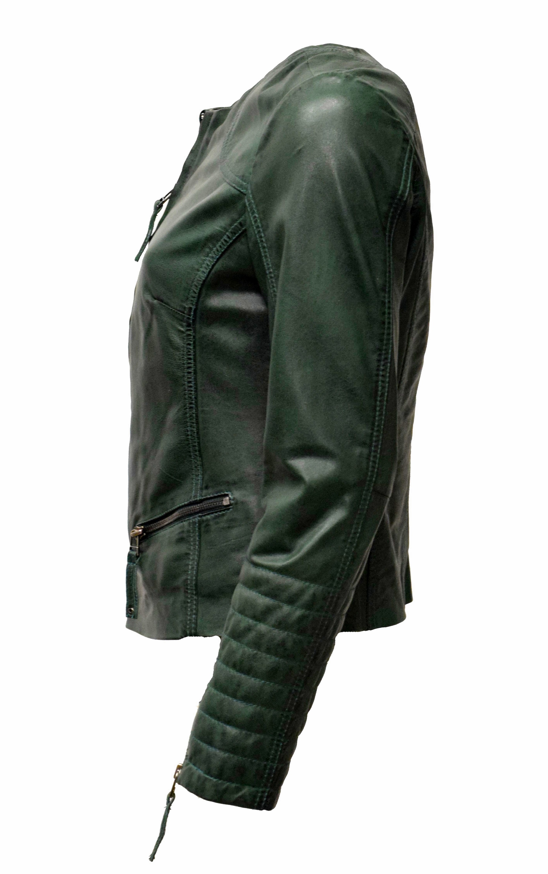 Damen Lederjacke "BINI" in washed Smaragd