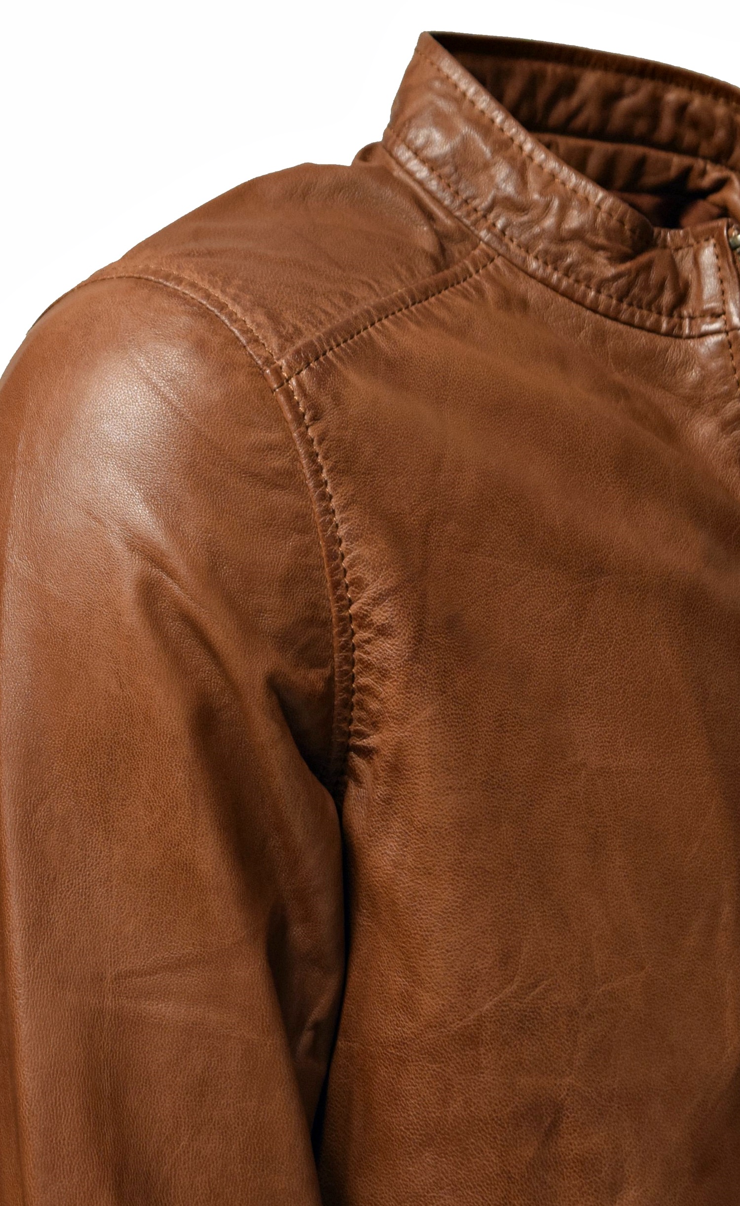 Herren Lederjacke Freddy in washed Cognac Braun