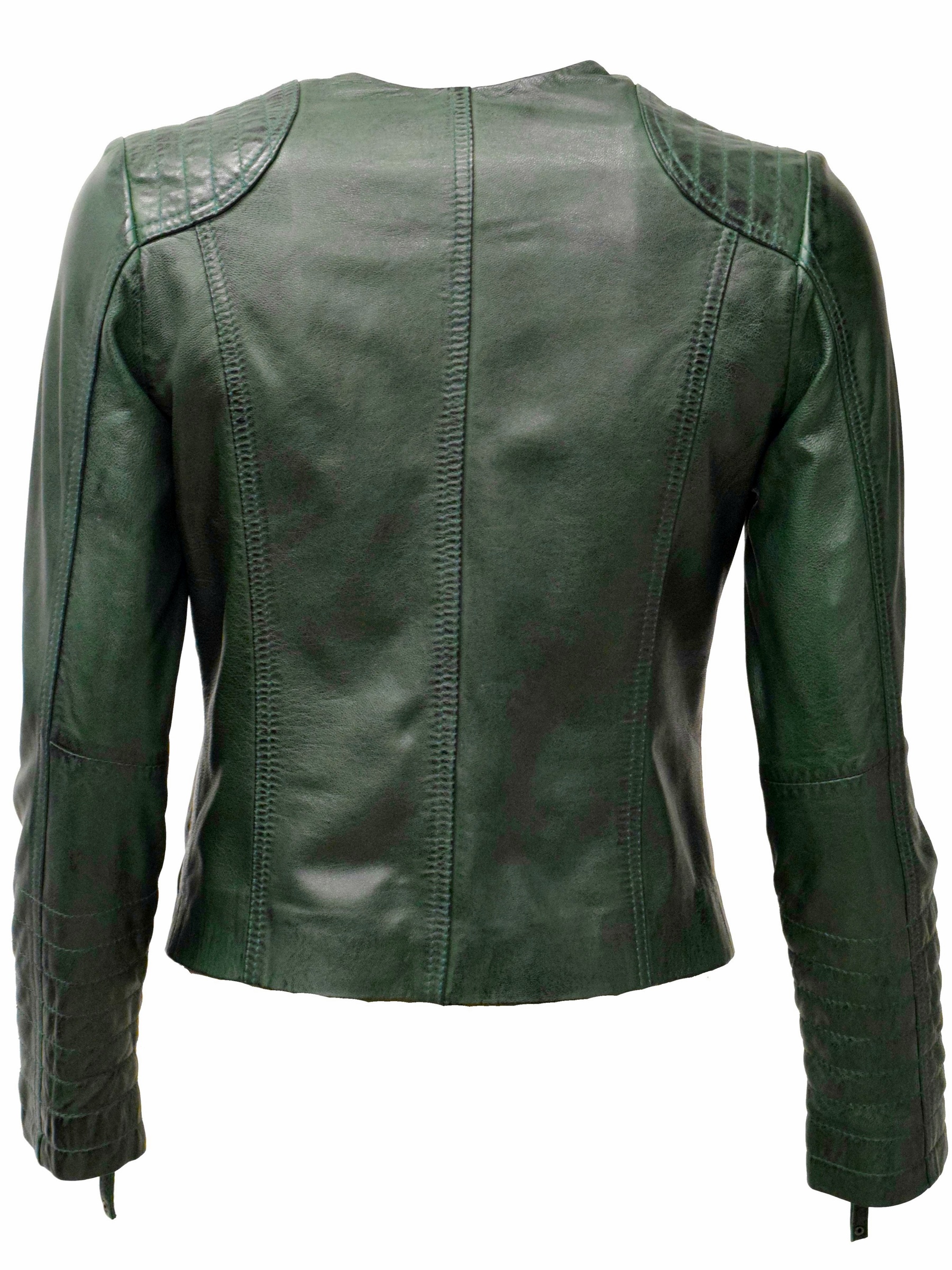 Damen Lederjacke Luisa in washed Smaragdgrün