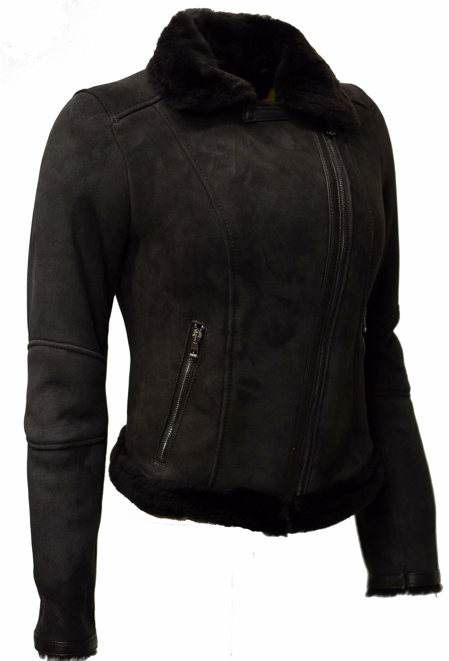Damen Lammfelljacke Elsa in Schwarz