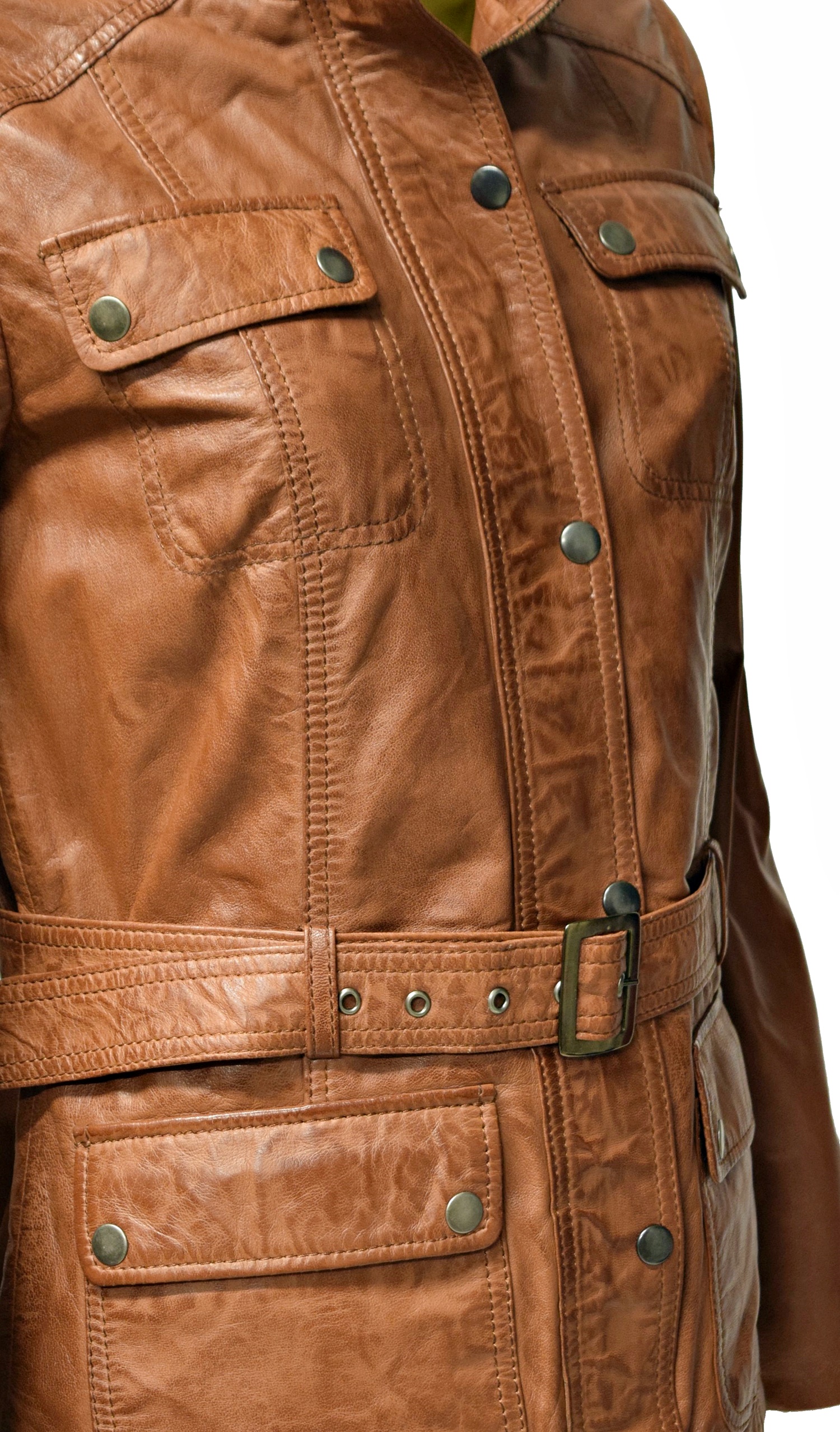 Damen Lederjacke Bruni in washed Cognac