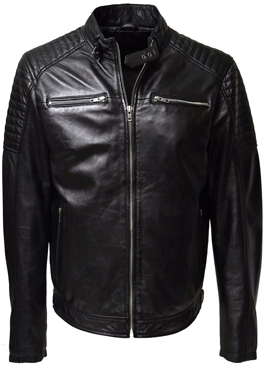 Herren Lederjacke Gunn in washed Schwarz