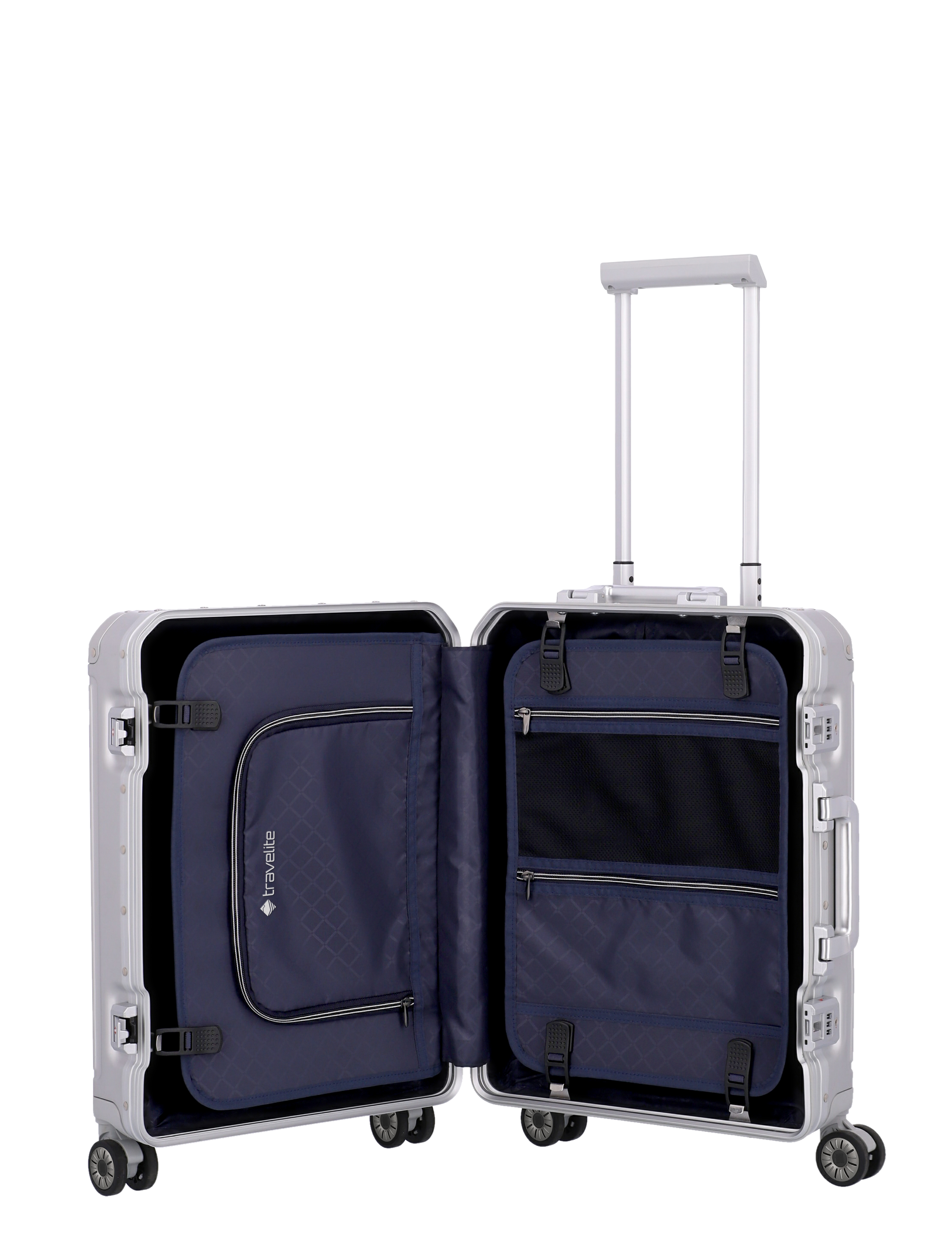 Travelite Aluminium Trolley Next S 55 cm mit 4 Rollen Silber