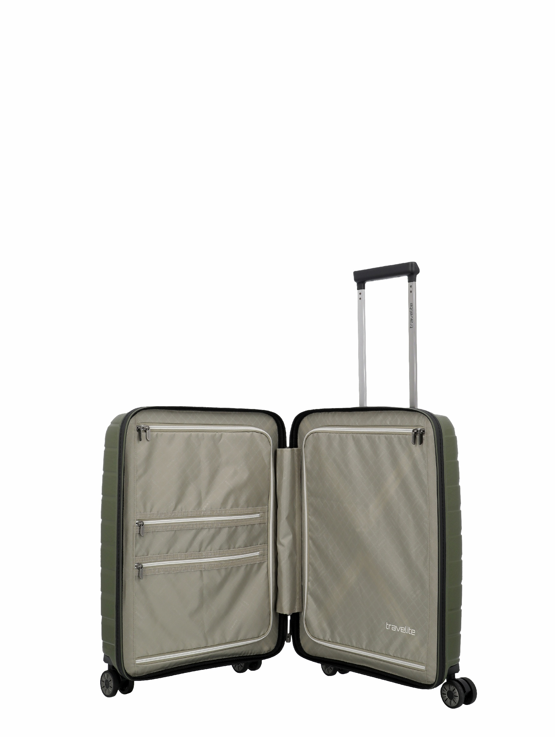 Travelite Koffer Air Base Vortasche 4 Rollen Trolley 55 cm S+ Olive