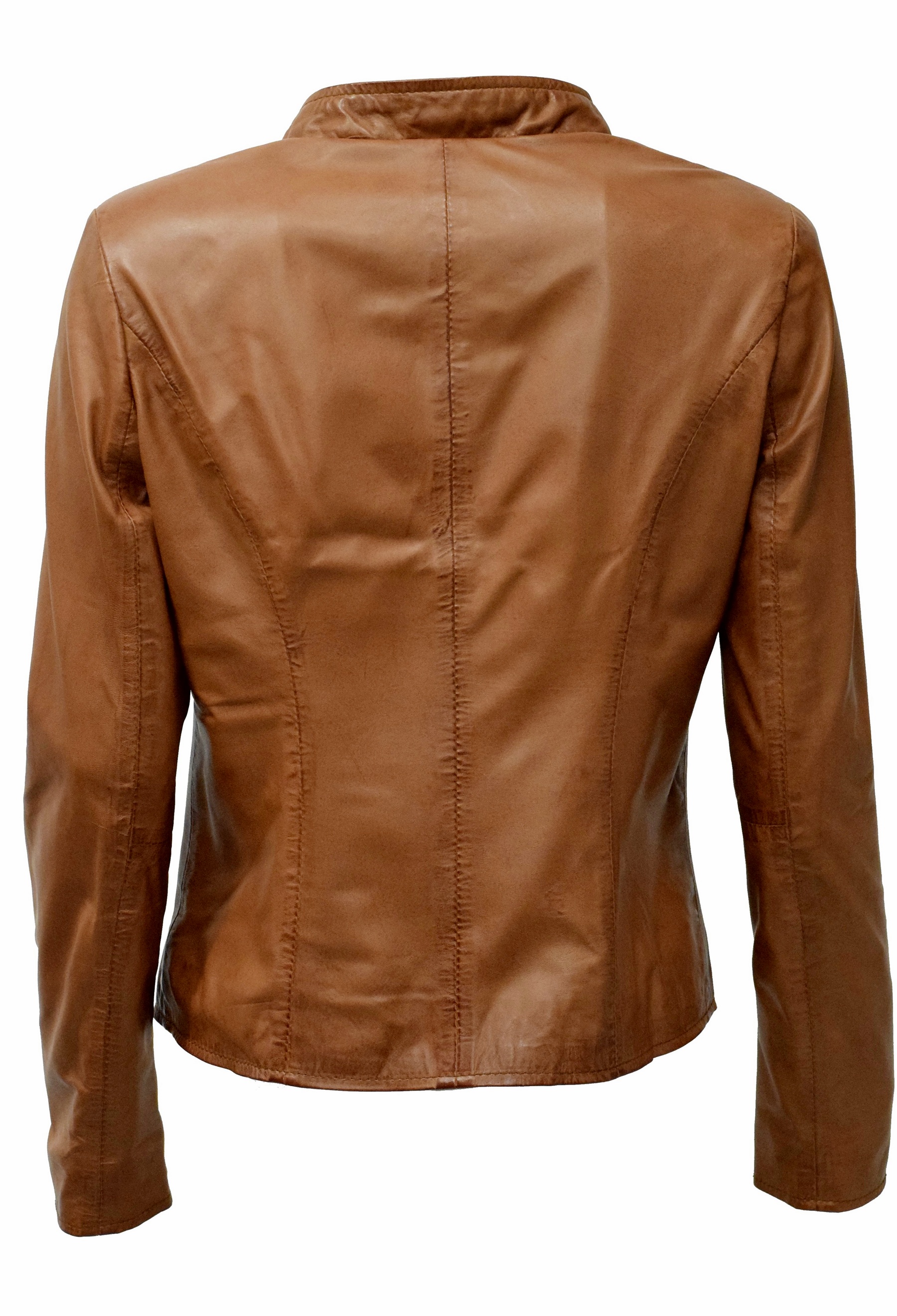 Damen Lederjacke Debby in washed Cognac