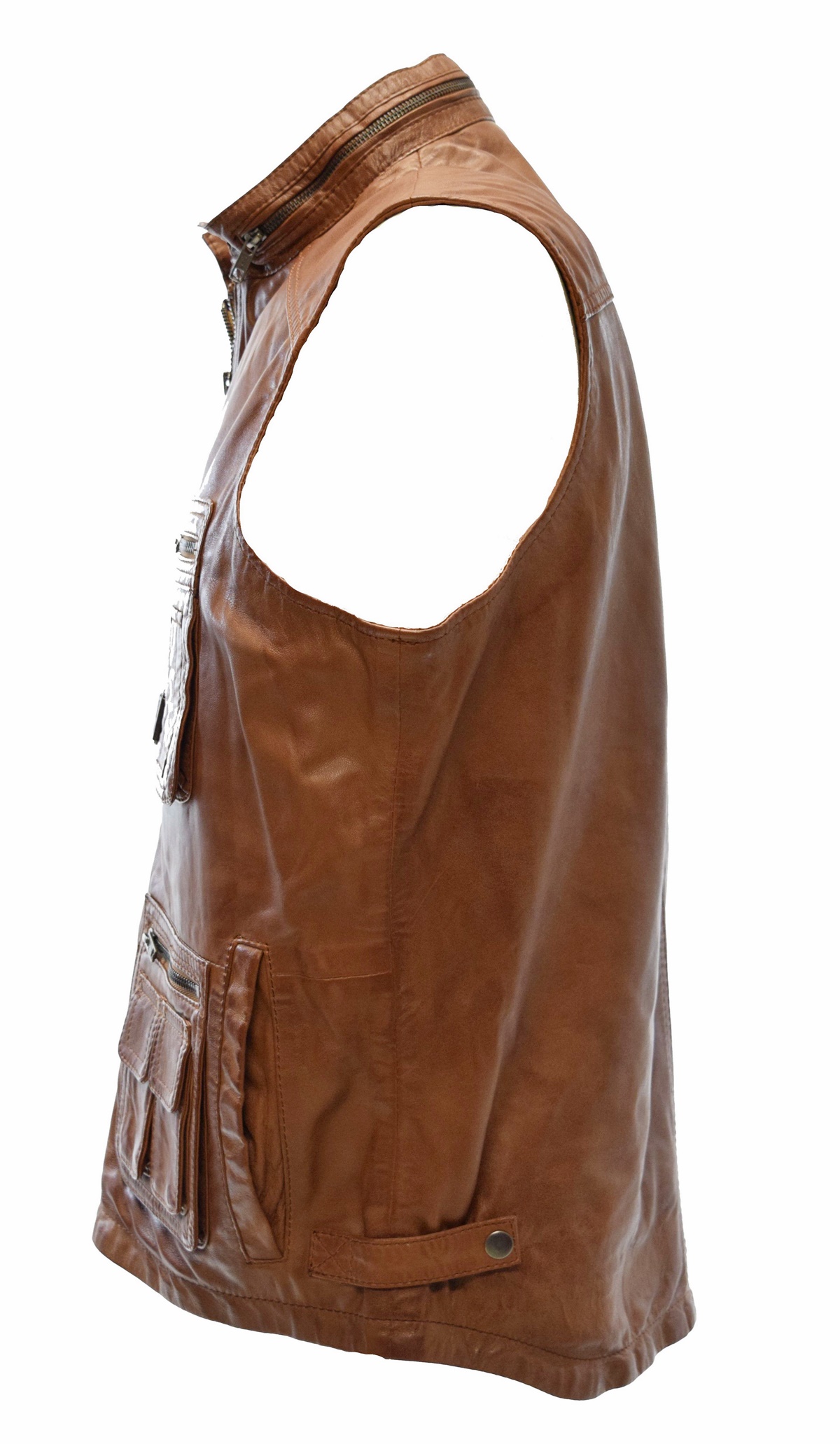 Herren Outdoor Lederweste Julius in Cognac