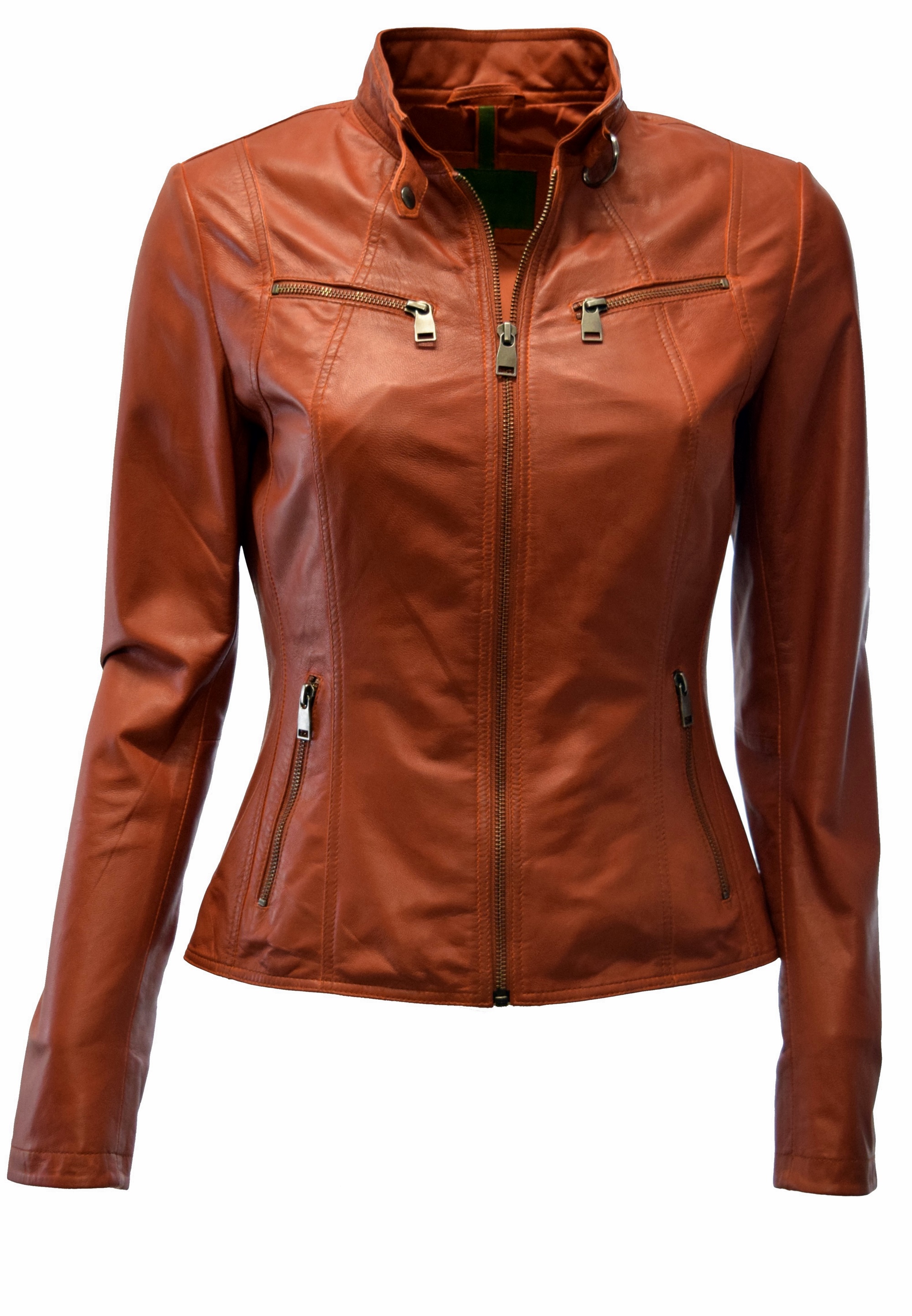 Damen Lederjacke P-14-01 washed Rostorange 