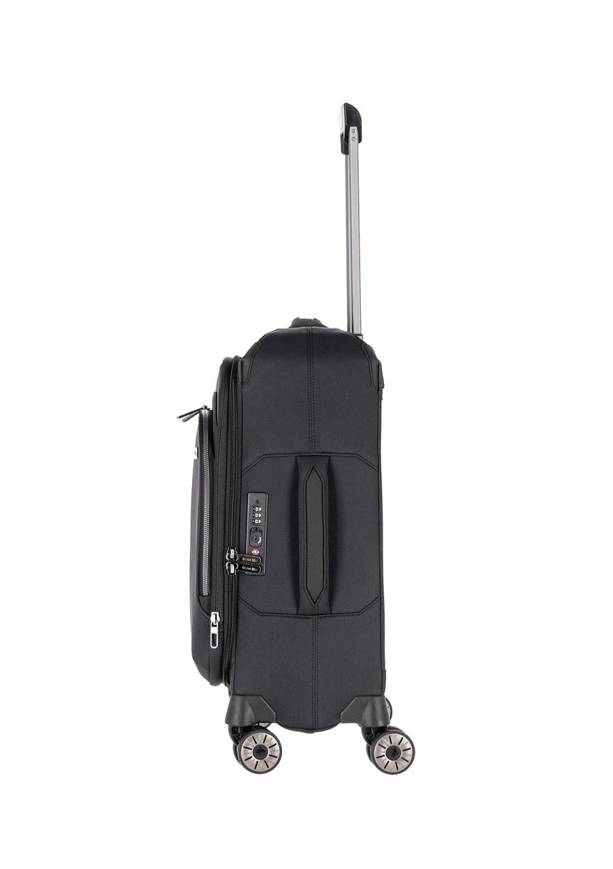 Travelite Priima Trolley Gr. S 55 cm mit 4 Rollen aus Nylon + recyceltem Polyester Schwarz