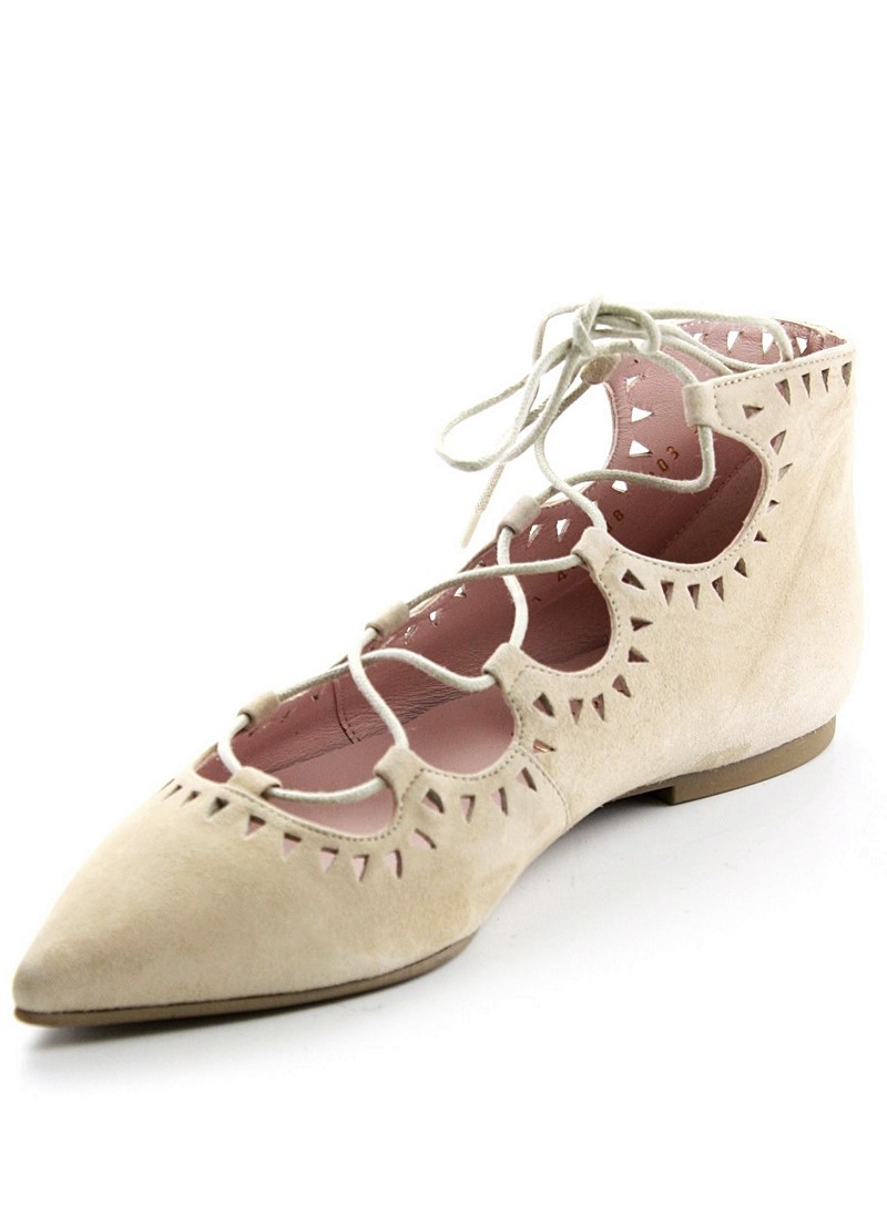 Pretty Ballerinas Spitze Damen Ballerinas Ella in Tan