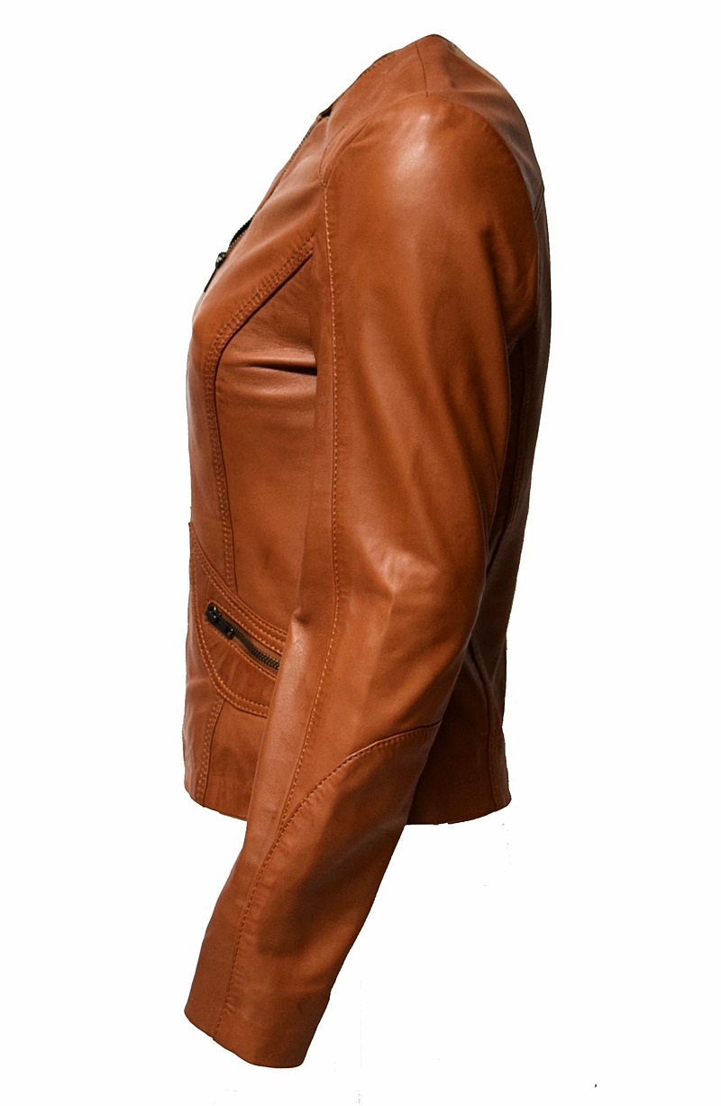 Damen Lederjacke "BEA" in washed Cognac